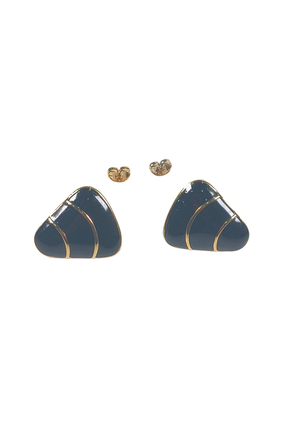 Black Enamel Stud Earrings