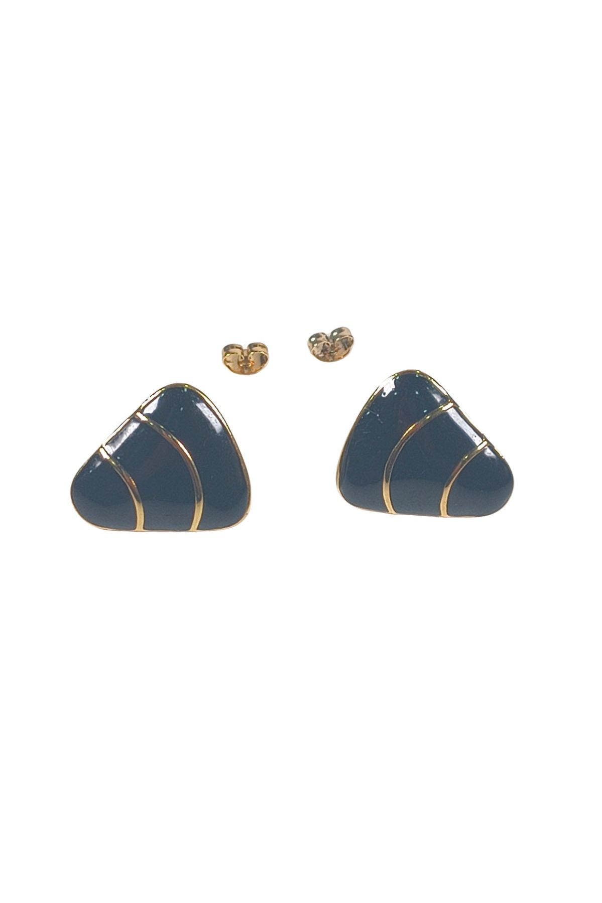 Black Enamel Stud Earrings