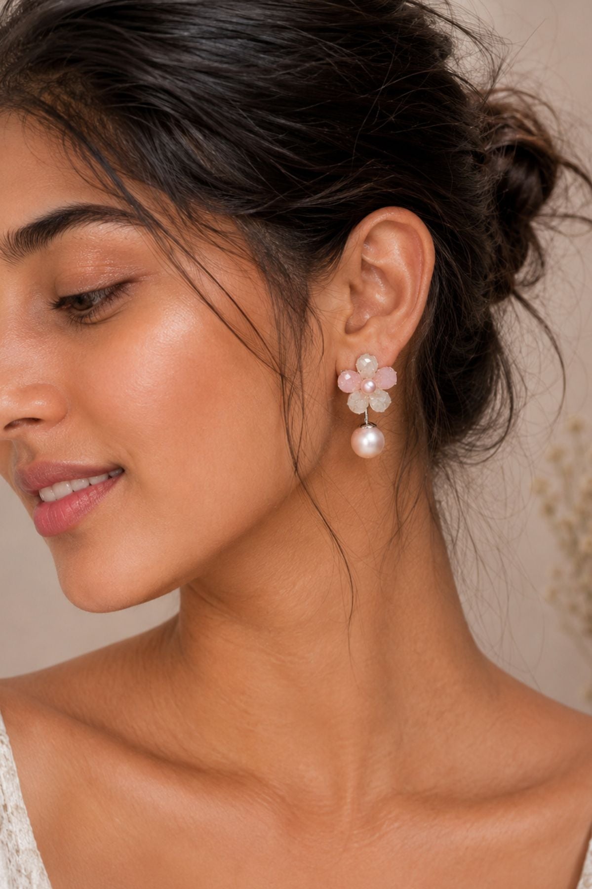Pearl Flower Drop Earrings