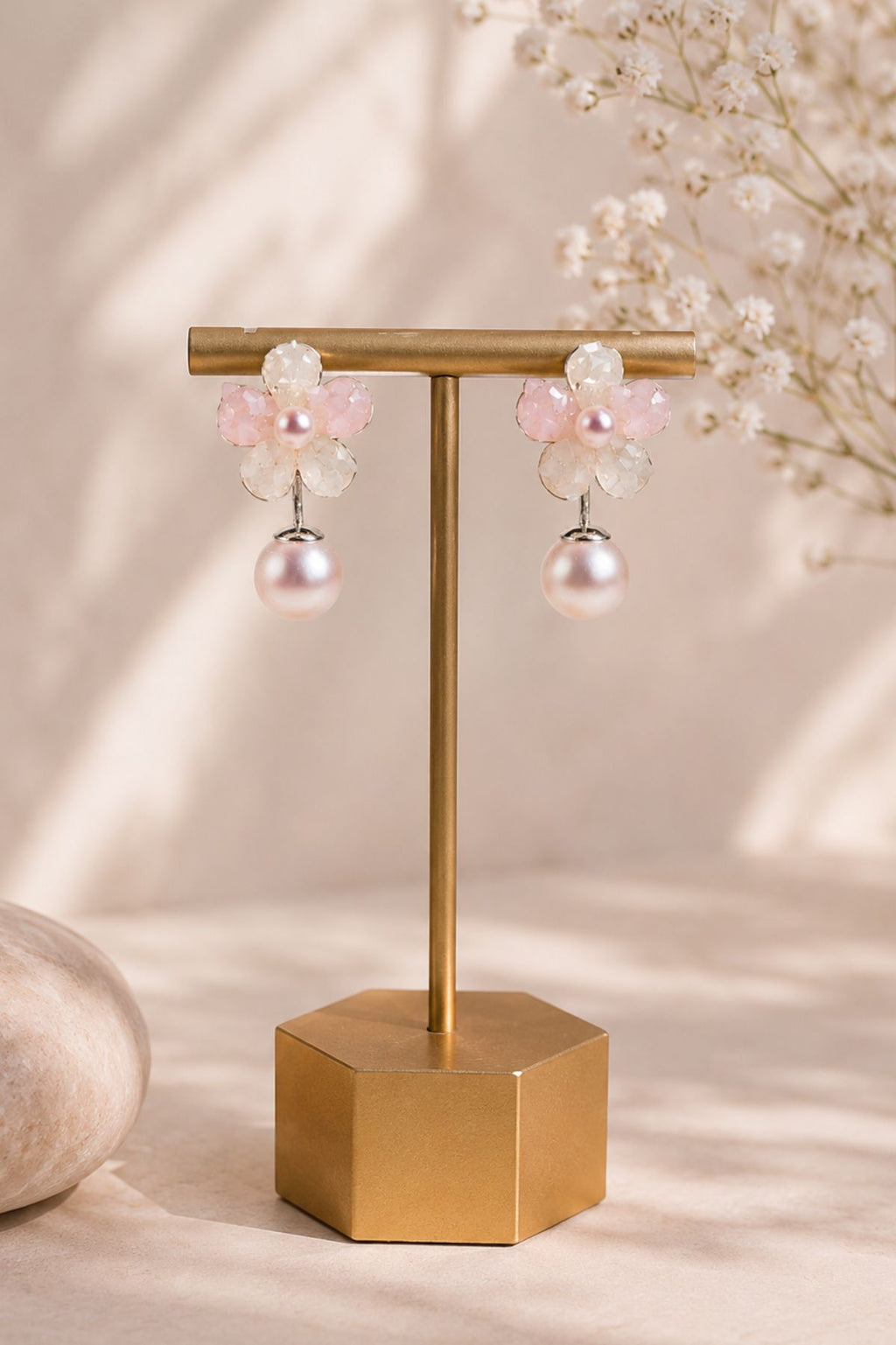 Pearl Flower Drop Earrings