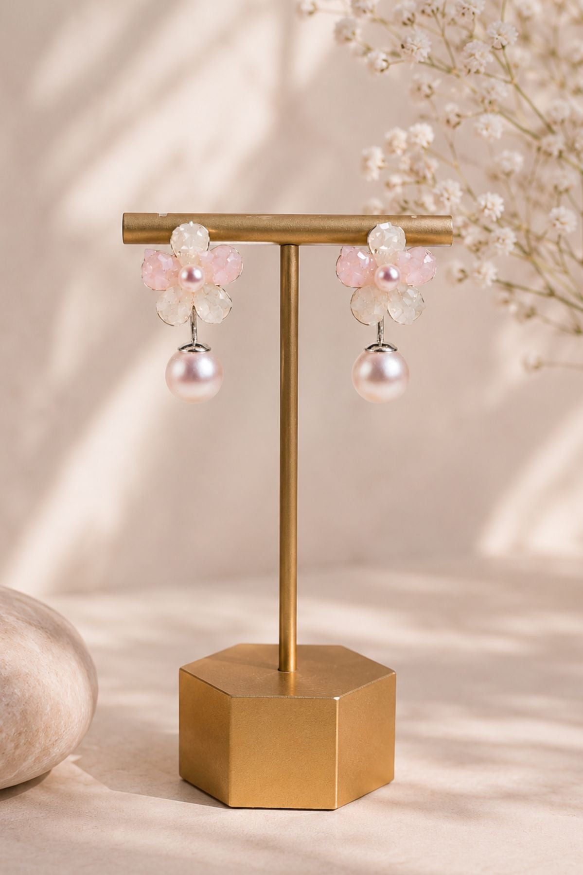 Pearl Flower Drop Earrings