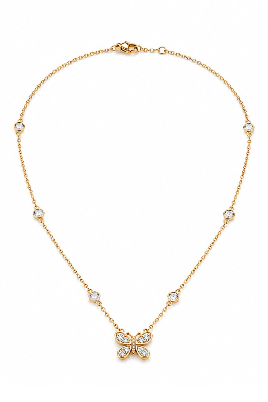 Diamond Stud Butterfly Pendant Chain