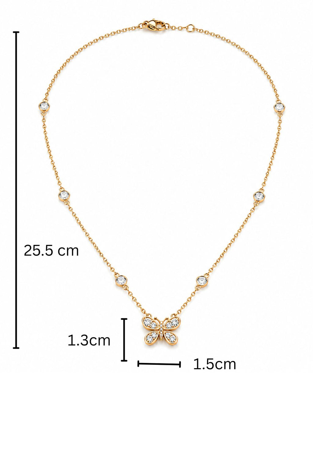Diamond Stud Butterfly Pendant Chain