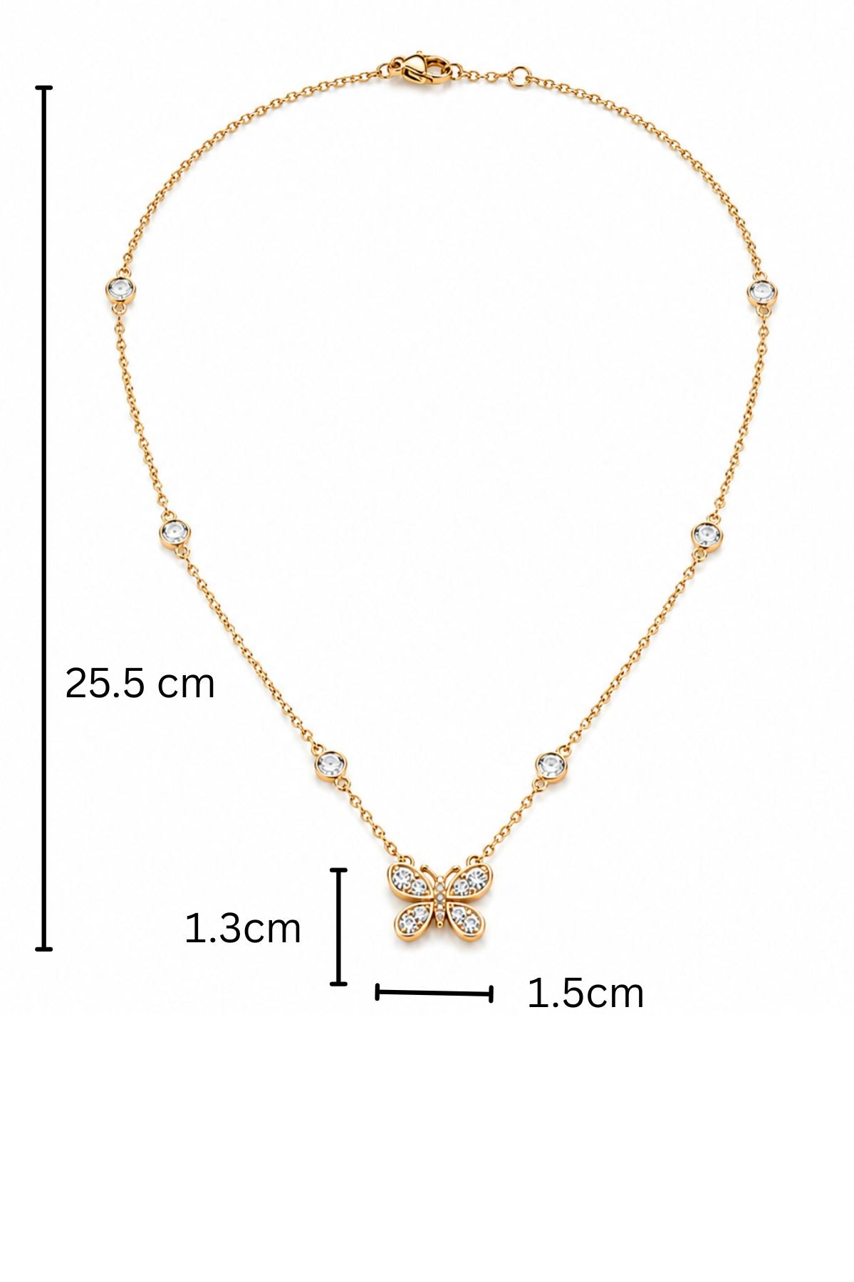 Diamond Stud Butterfly Pendant Chain