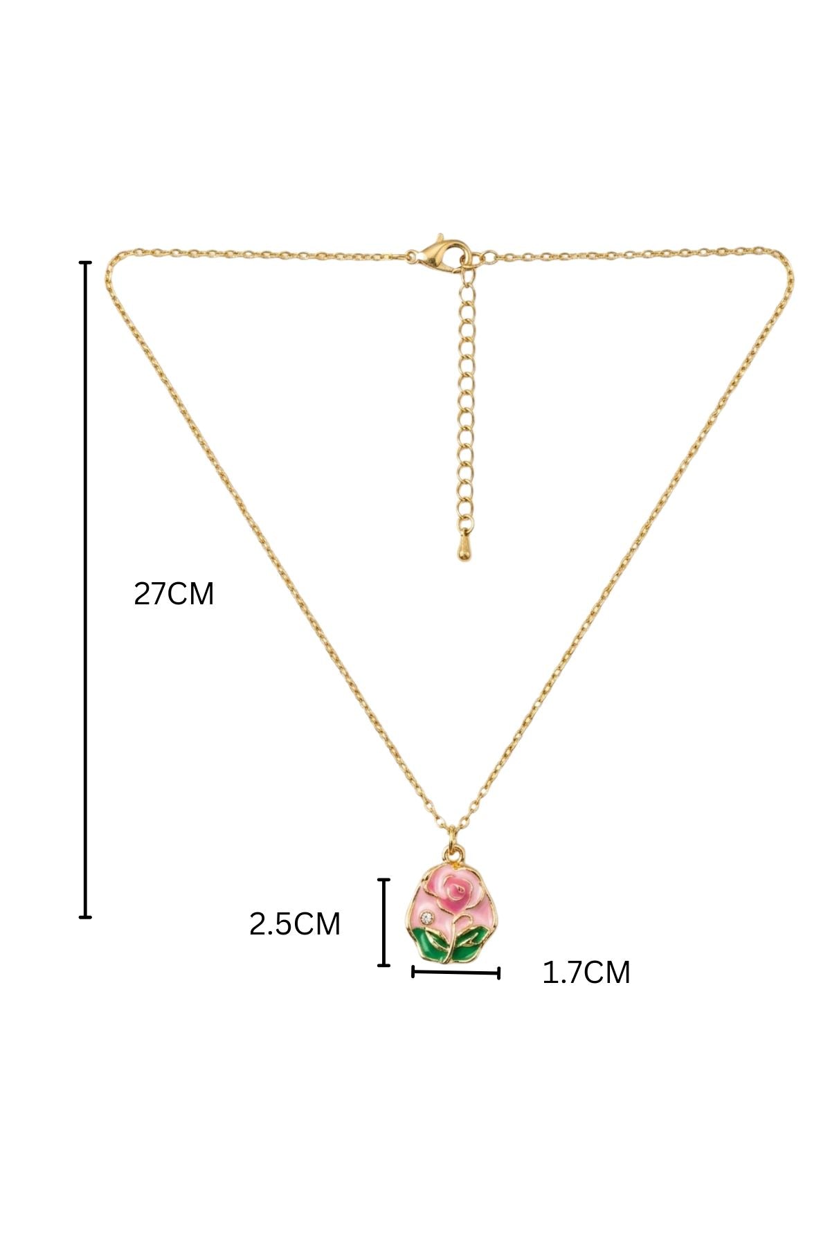 Gold-Toned Pink Enamelled Floral Necklace