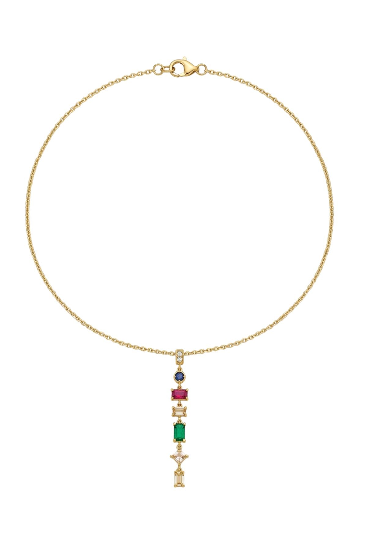 Coloured Rectangular Drop Pendant Chain