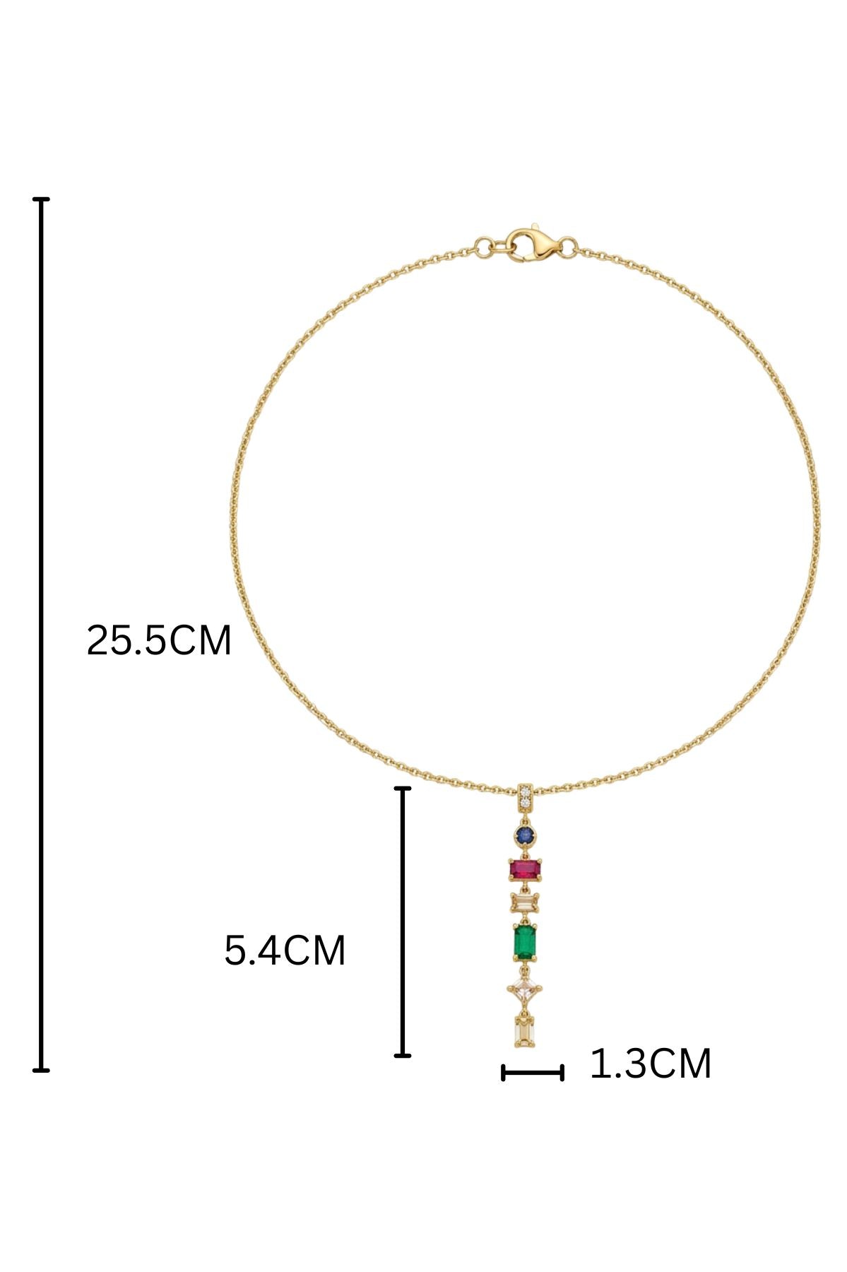 Coloured Rectangular Drop Pendant Chain