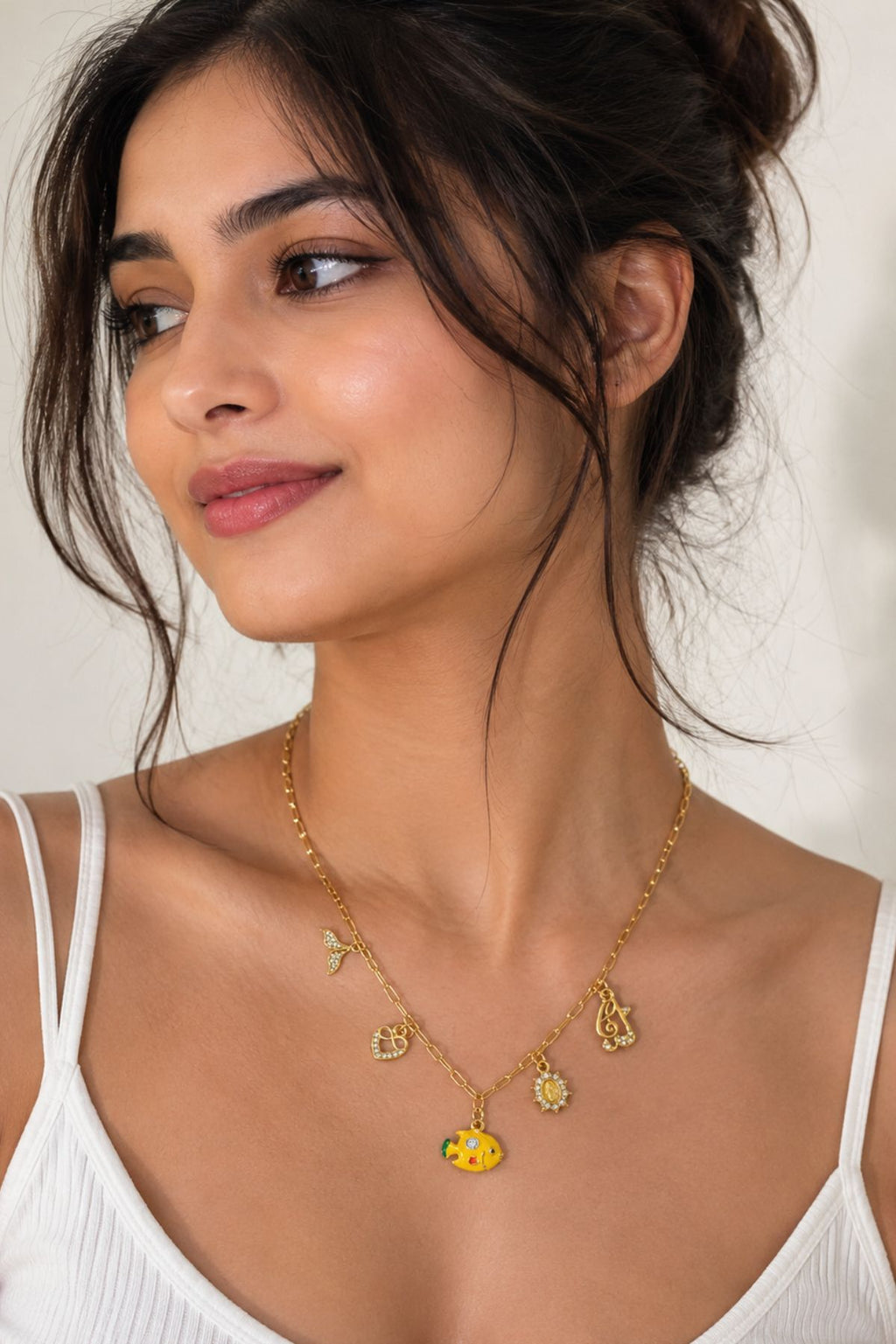 Gold-Tone Yellow Fish Charm Pendant