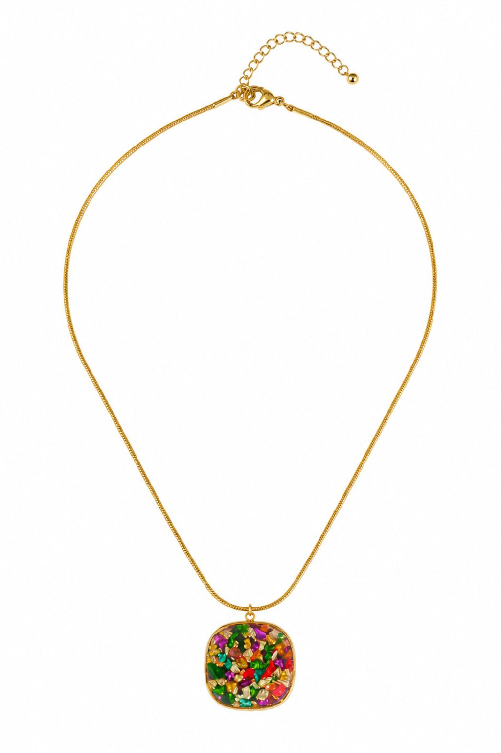 Multicoloured Square Pendant Chain