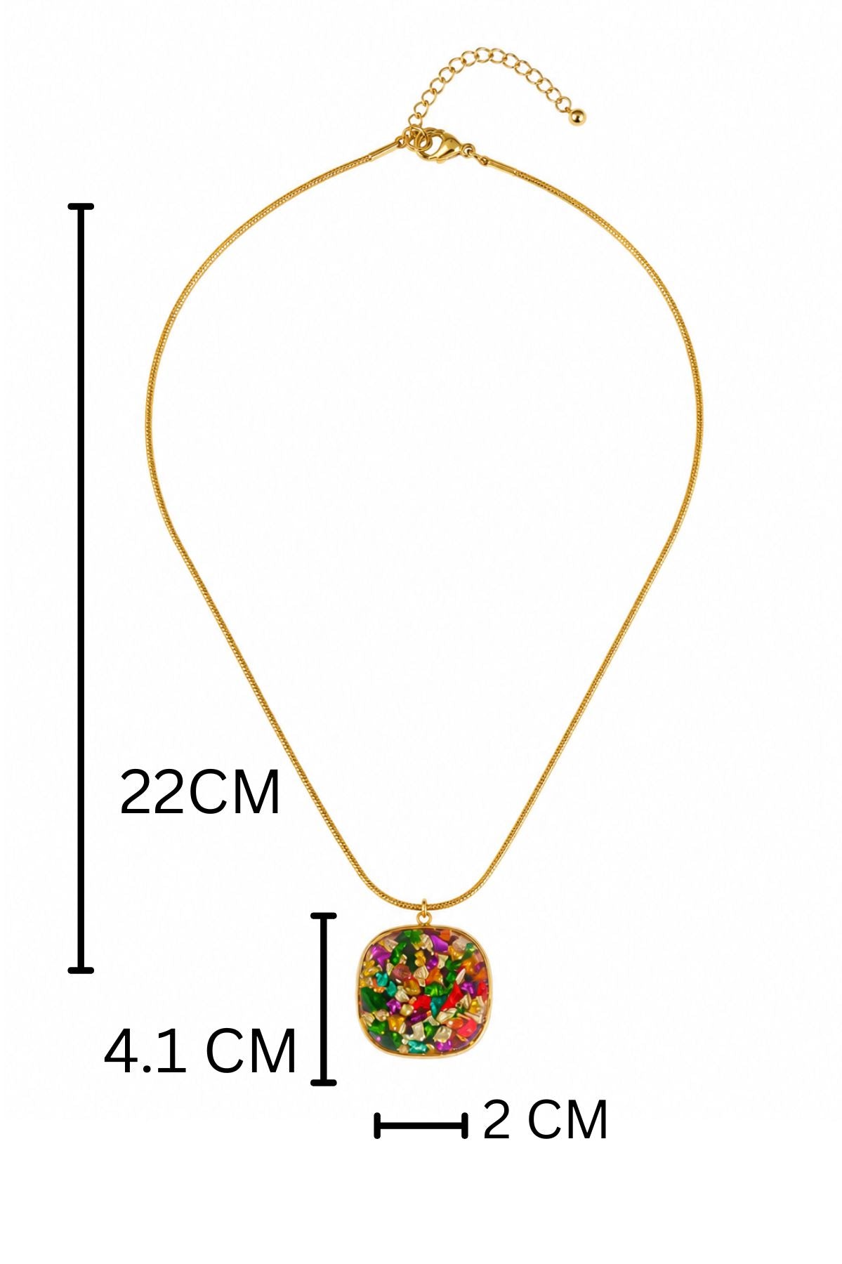 Multicoloured Square Pendant Chain