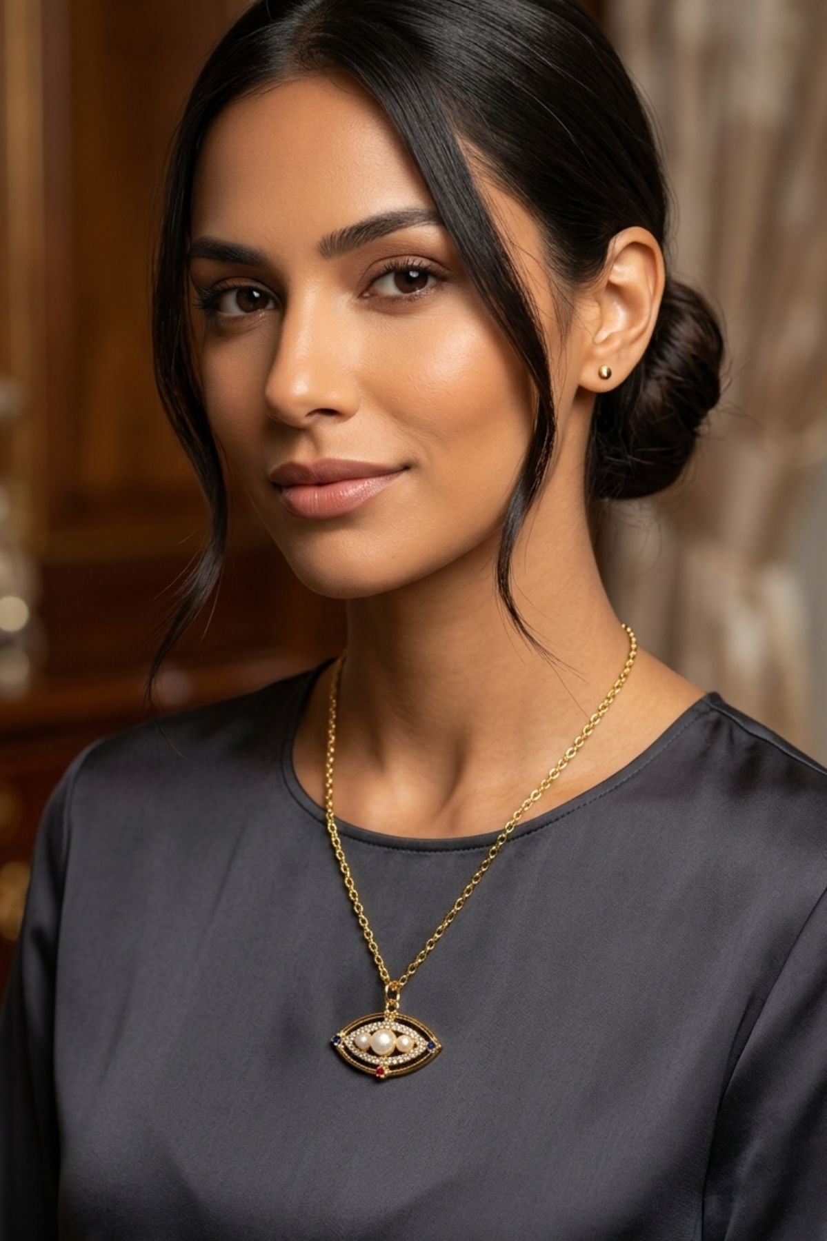 Necklace With A Decorative Eye Pendant