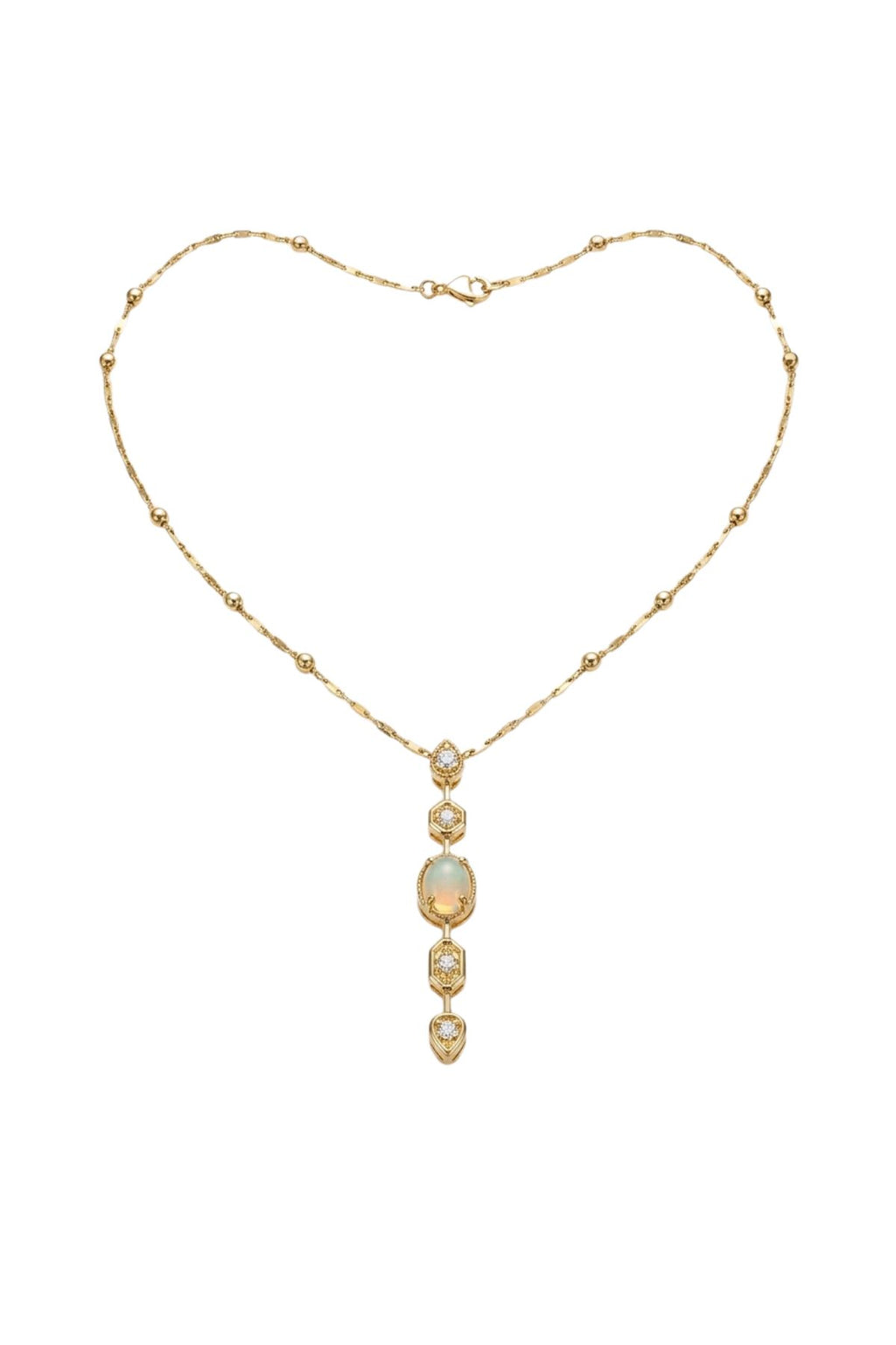 Oval Central Stone Charm Pendant Chain