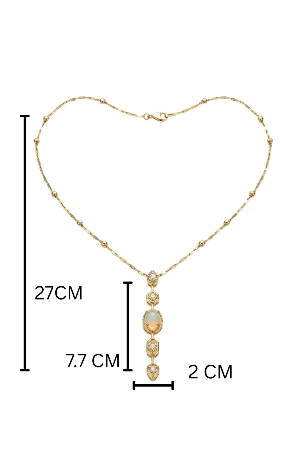 Oval Central Stone Charm Pendant Chain