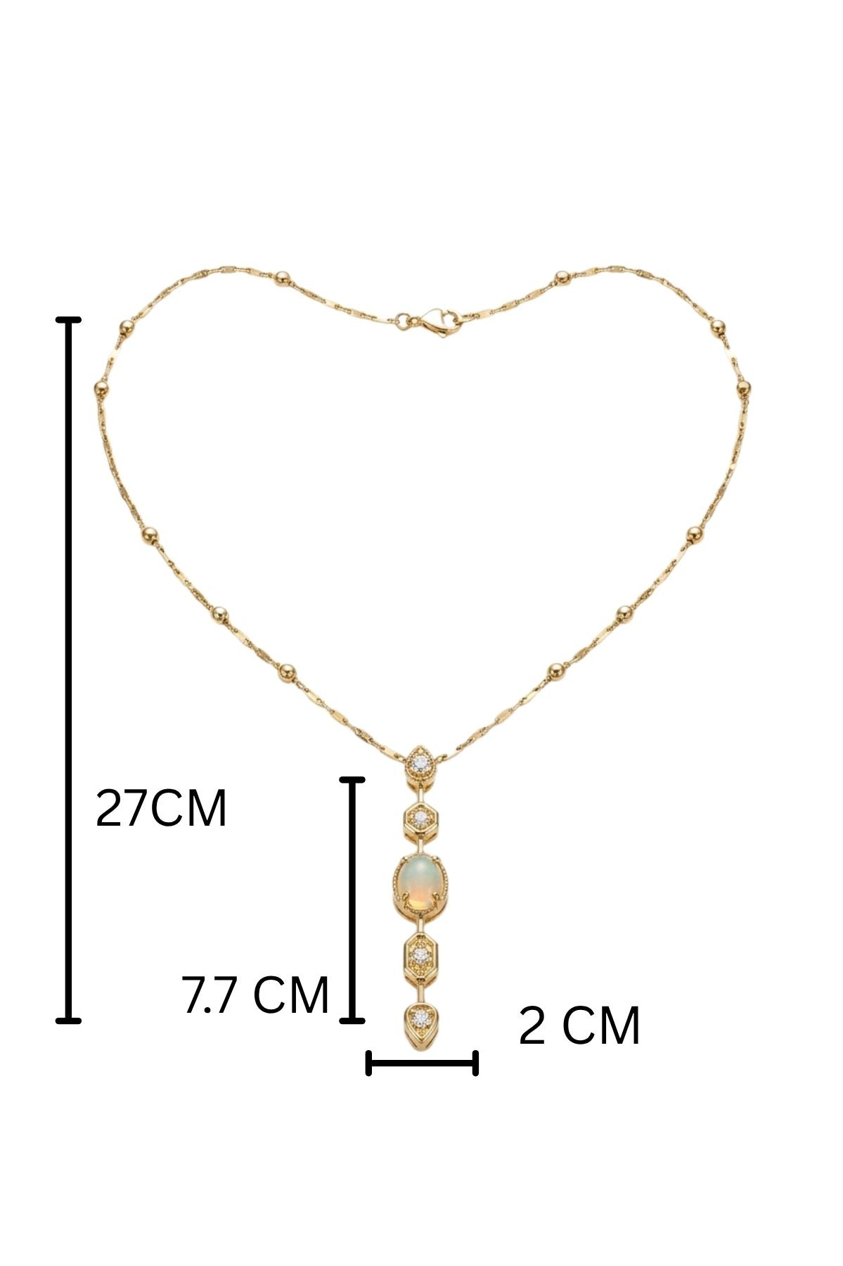 Oval Central Stone Charm Pendant Chain