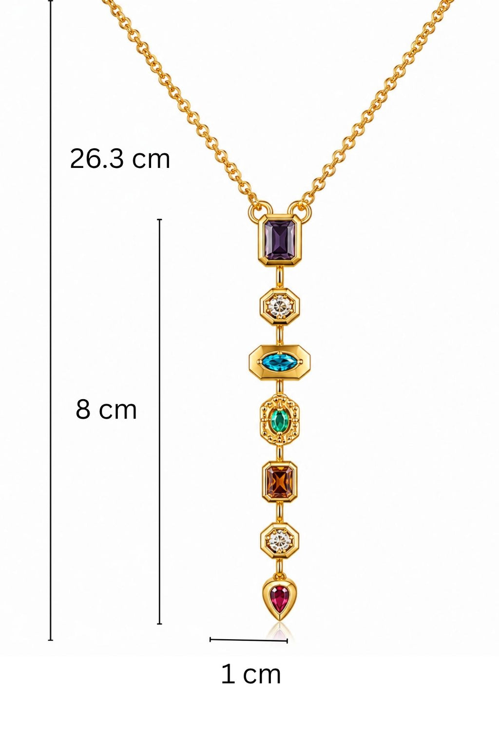 Multi-Gem Charm Drop Pendant