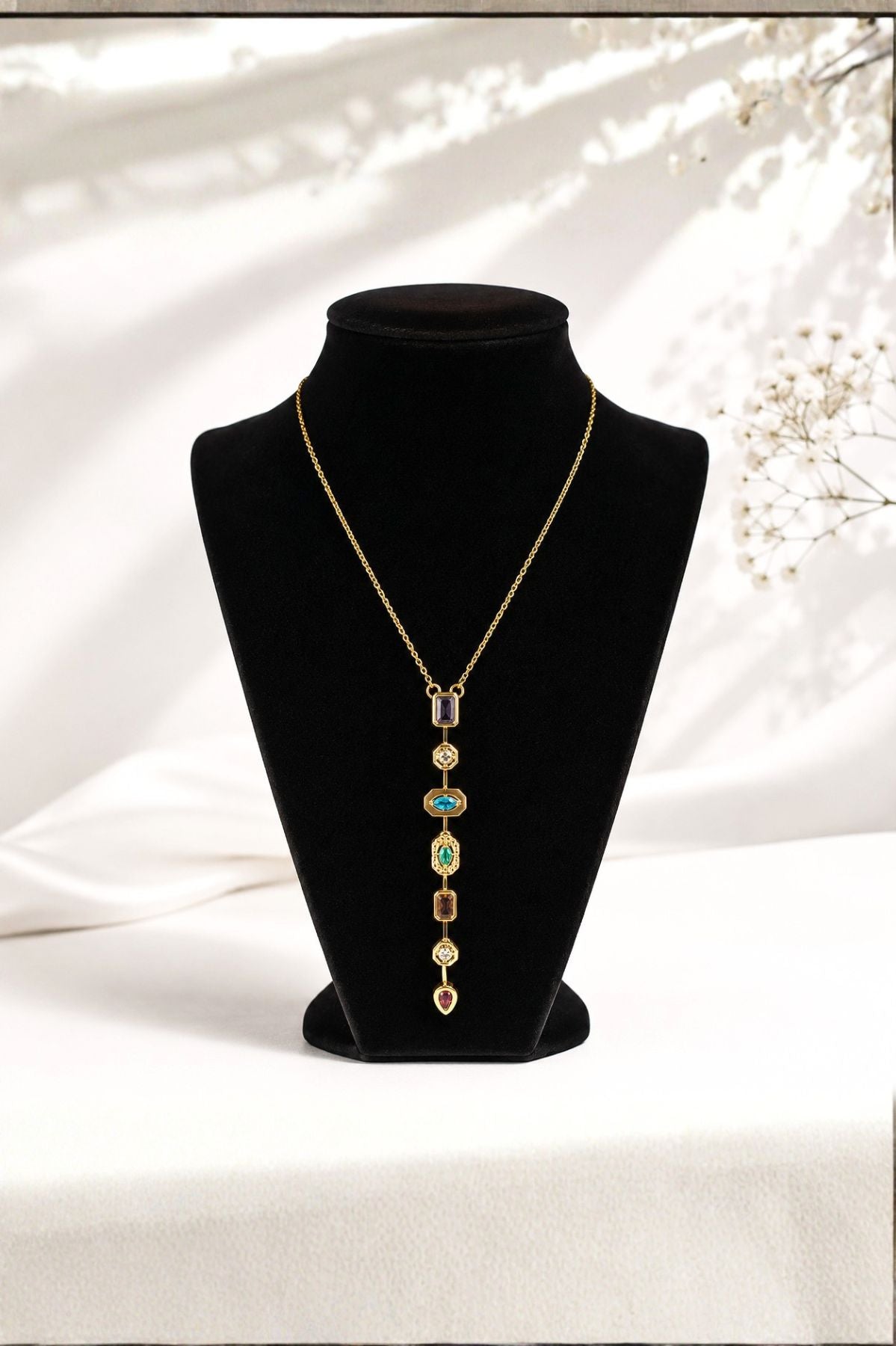 Multi-Gem Charm Drop Pendant