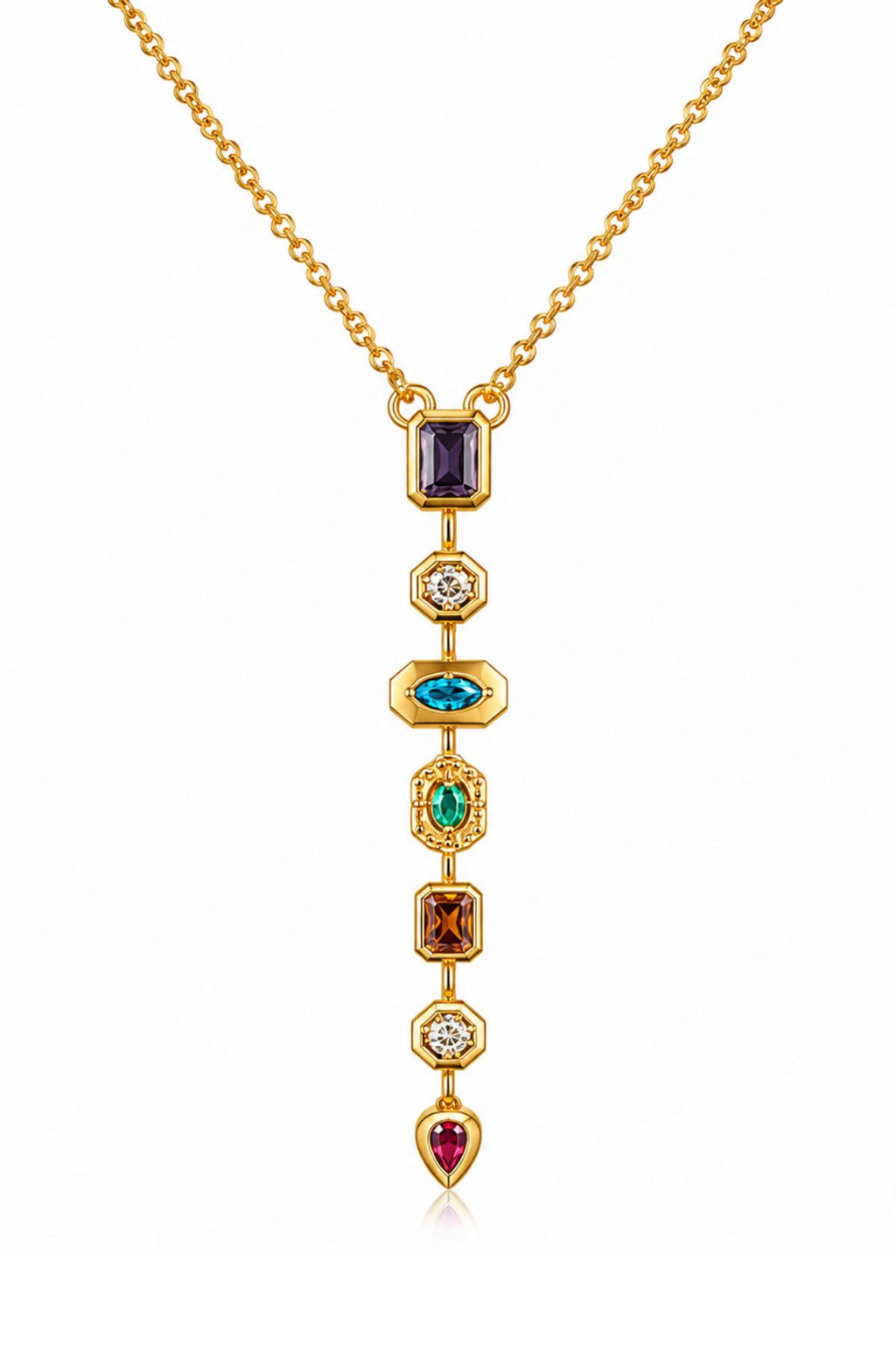 Multi-Gem Charm Drop Pendant