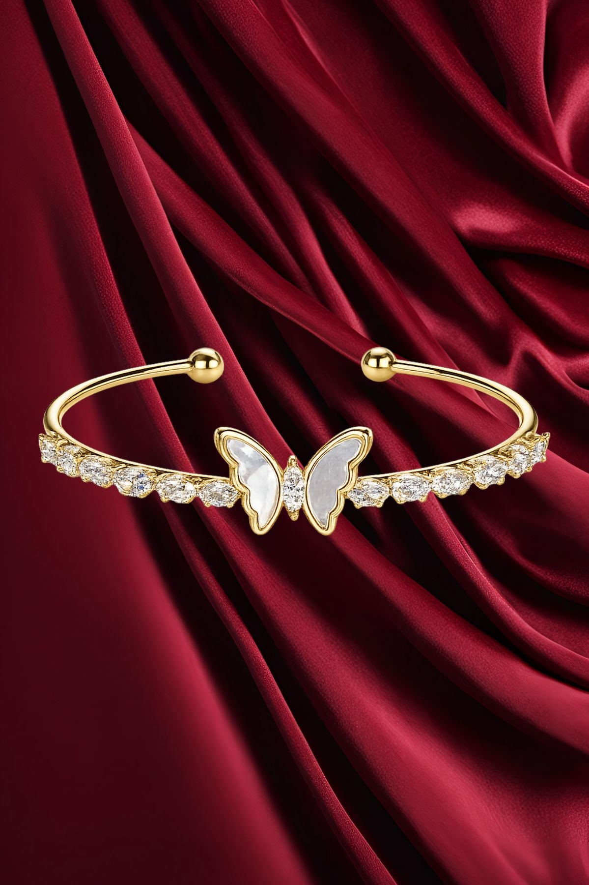 Gold Sparkling Butterfly Cuff Bracelet