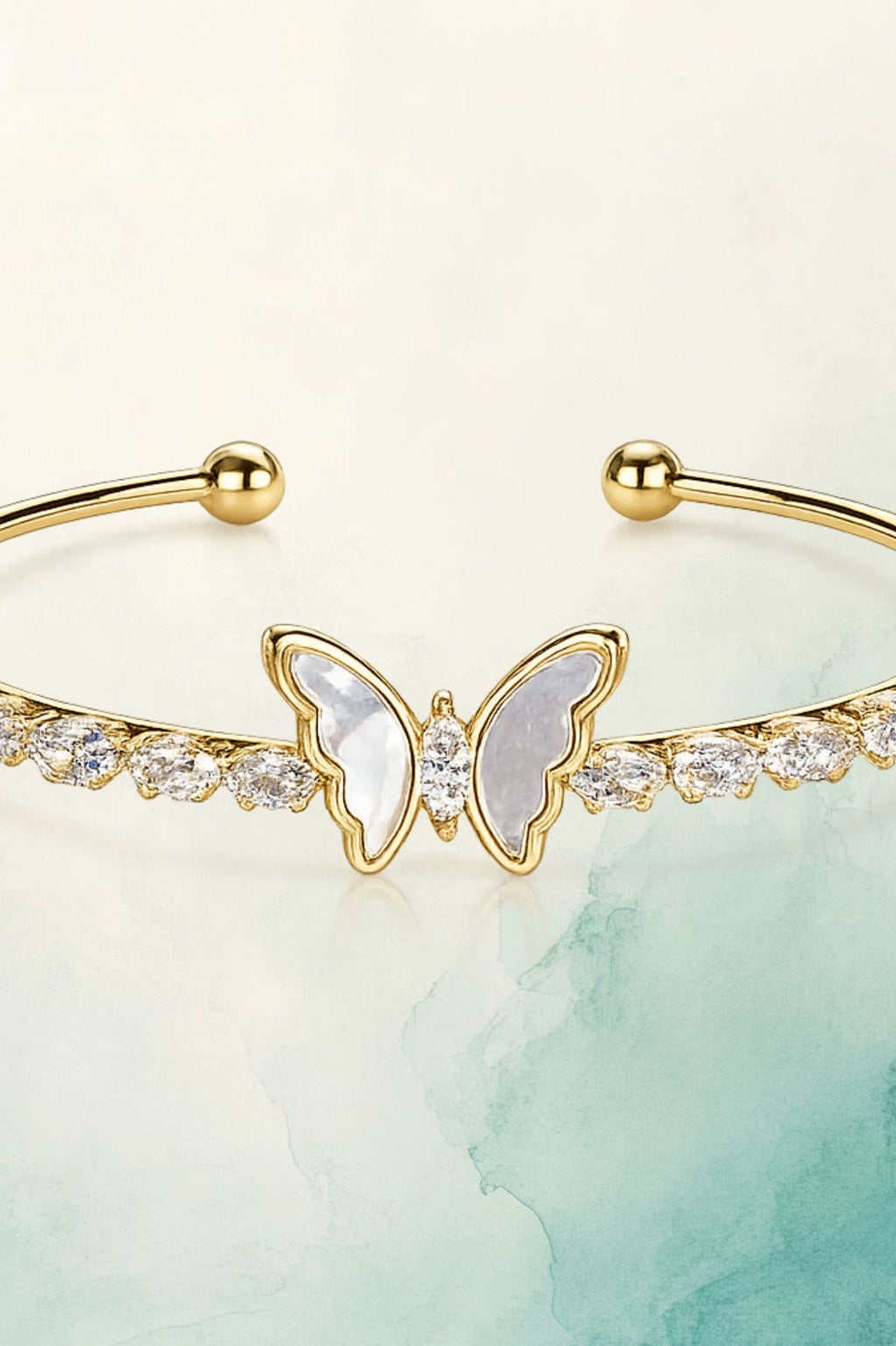 Gold Sparkling Butterfly Cuff Bracelet