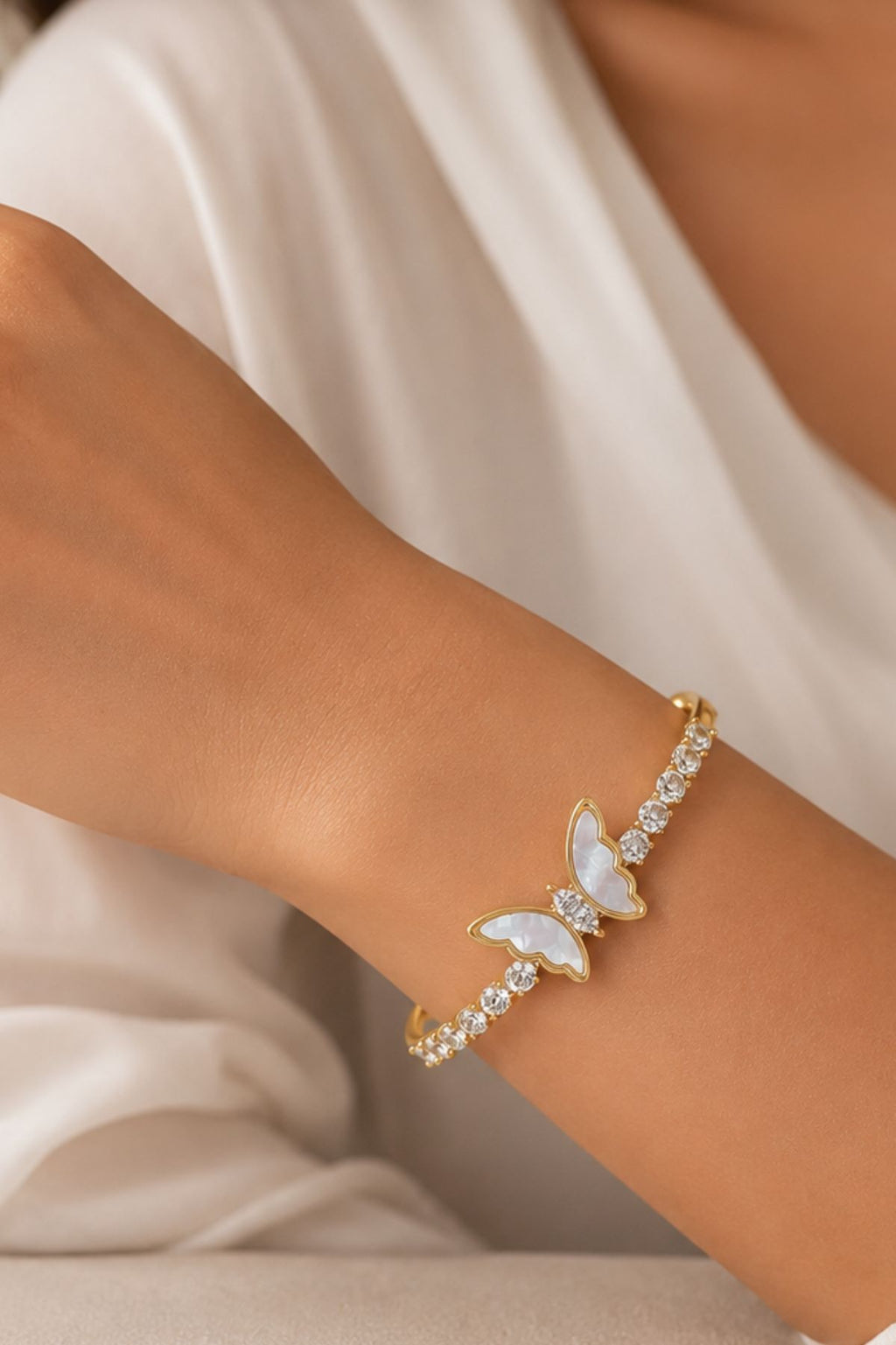 Gold Sparkling Butterfly Cuff Bracelet