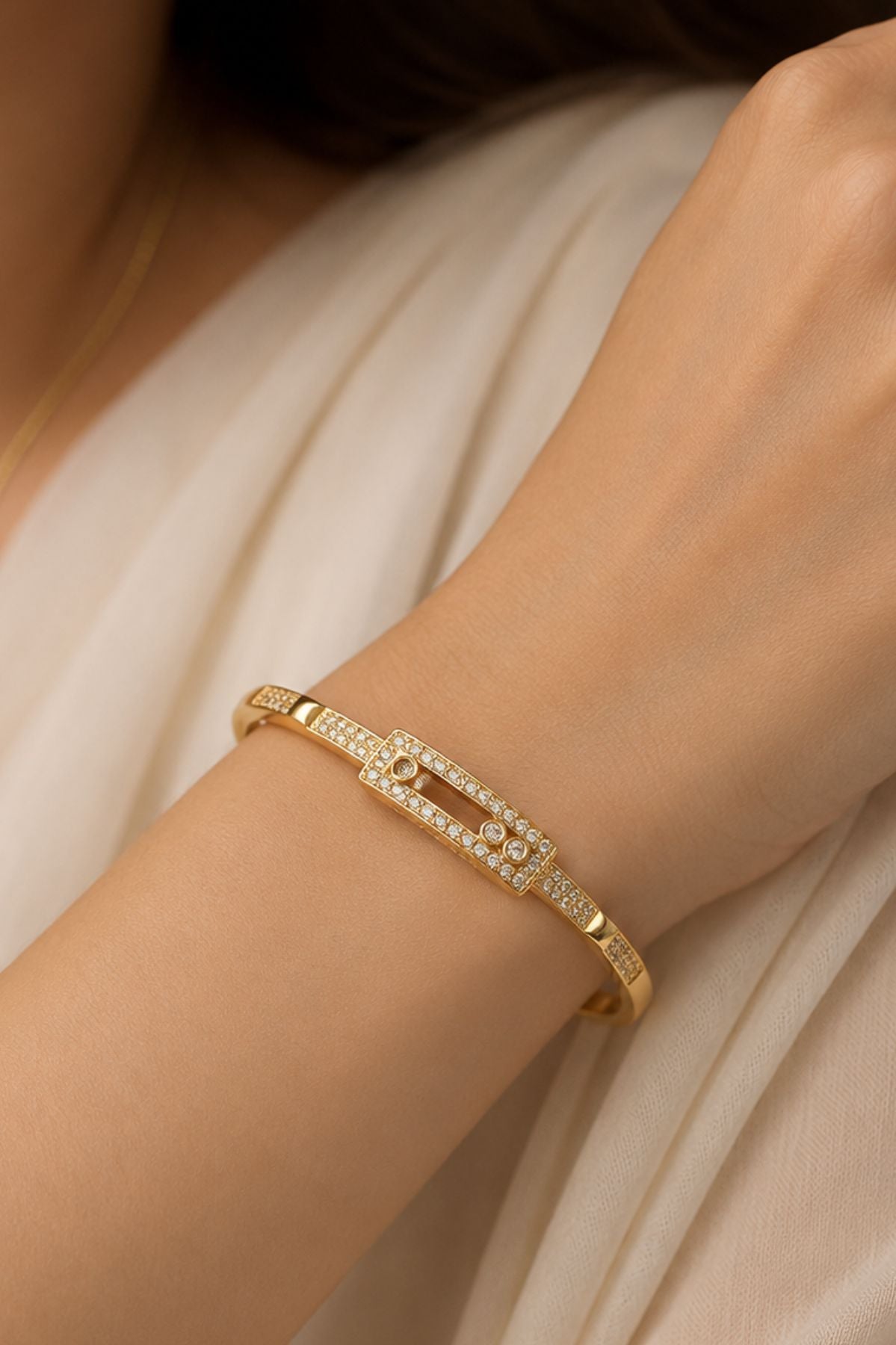 Gold-Plated Diamond Studded Bracelet