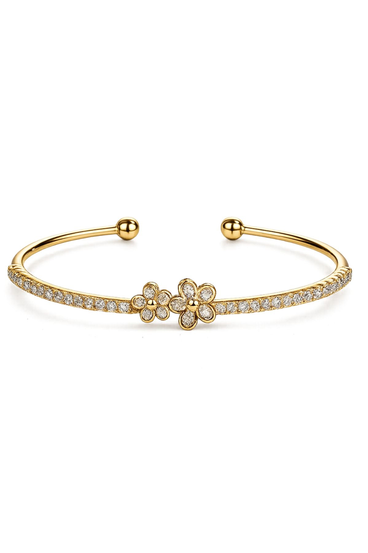 Dainty Flower Gold-Plated Cuff Bracelet