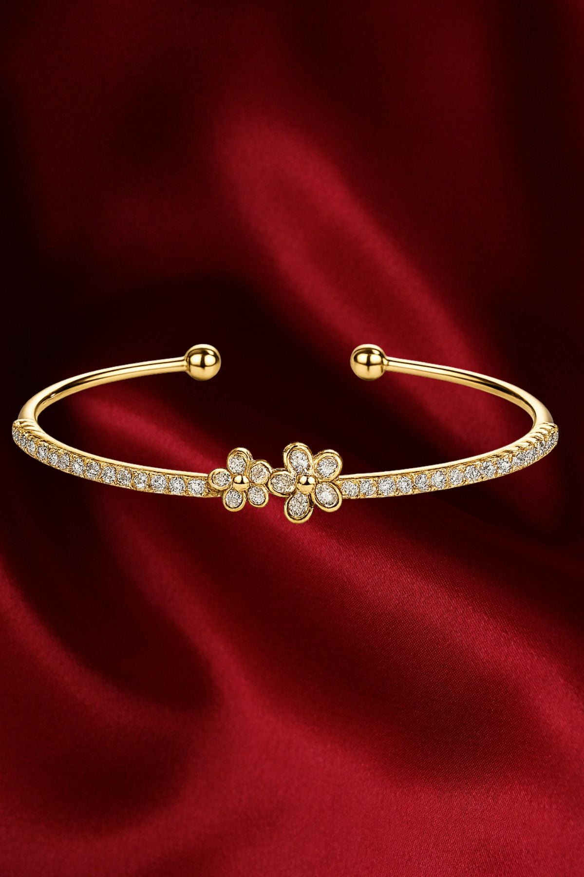Dainty Flower Gold-Plated Cuff Bracelet