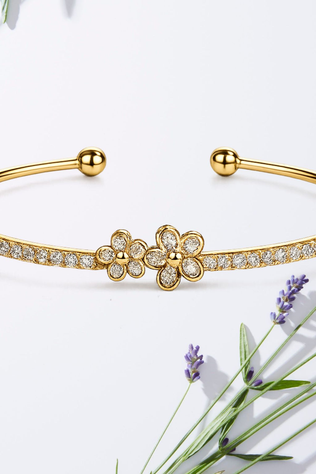 Dainty Flower Gold-Plated Cuff Bracelet