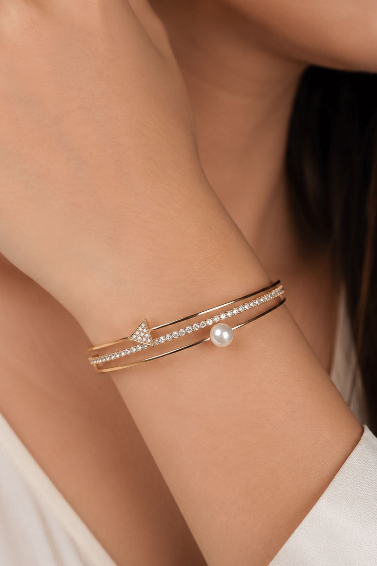 Gold-Plated Pearl Cuff Bracelet