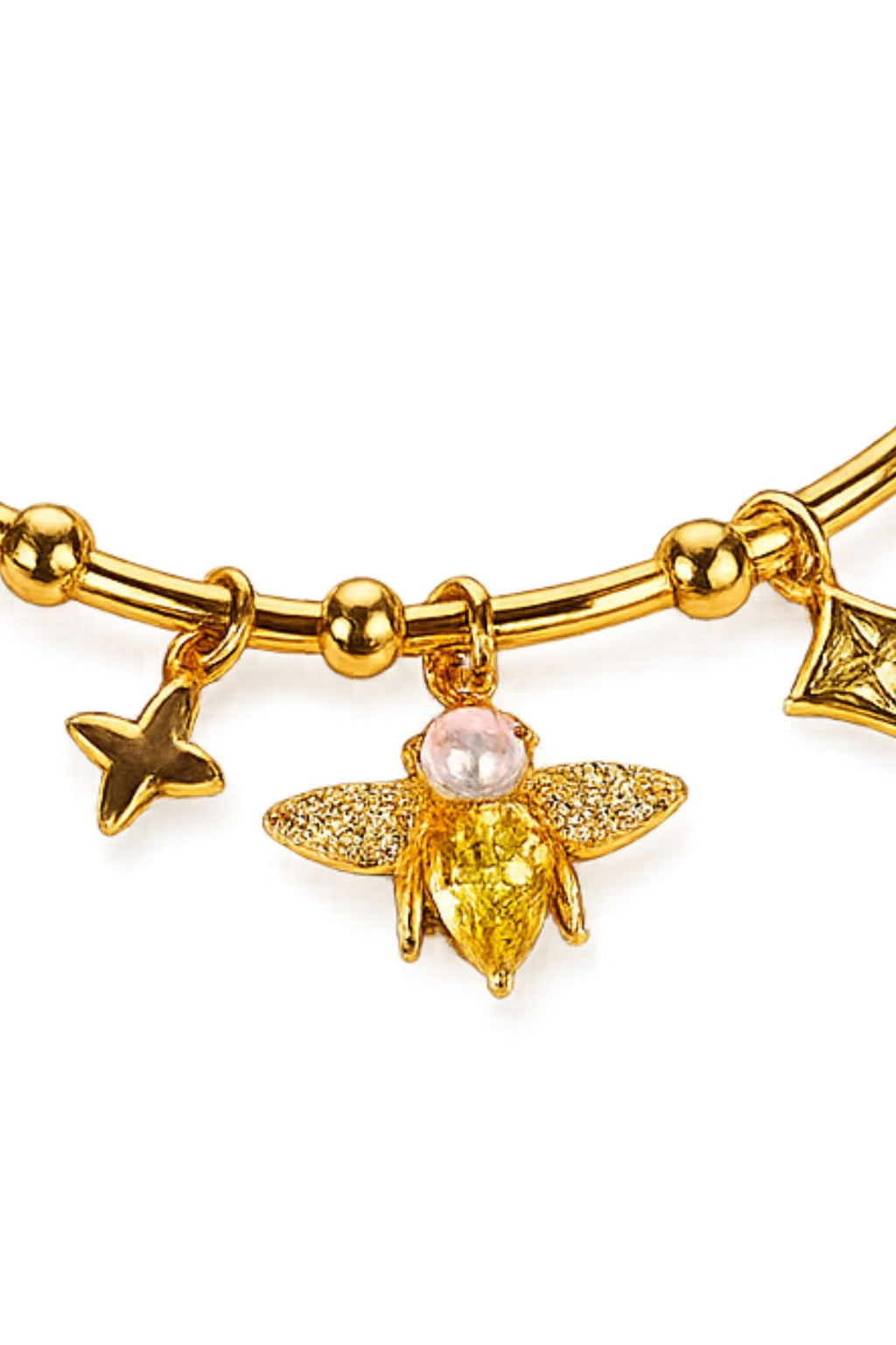 Golden Bee Charm Cuff Bracelet