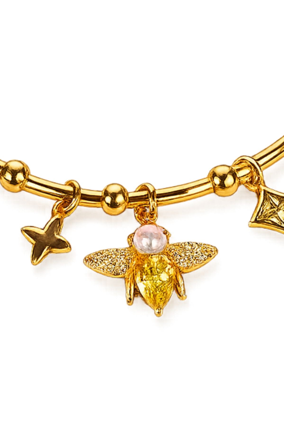 Golden Bee Charm Cuff Bracelet