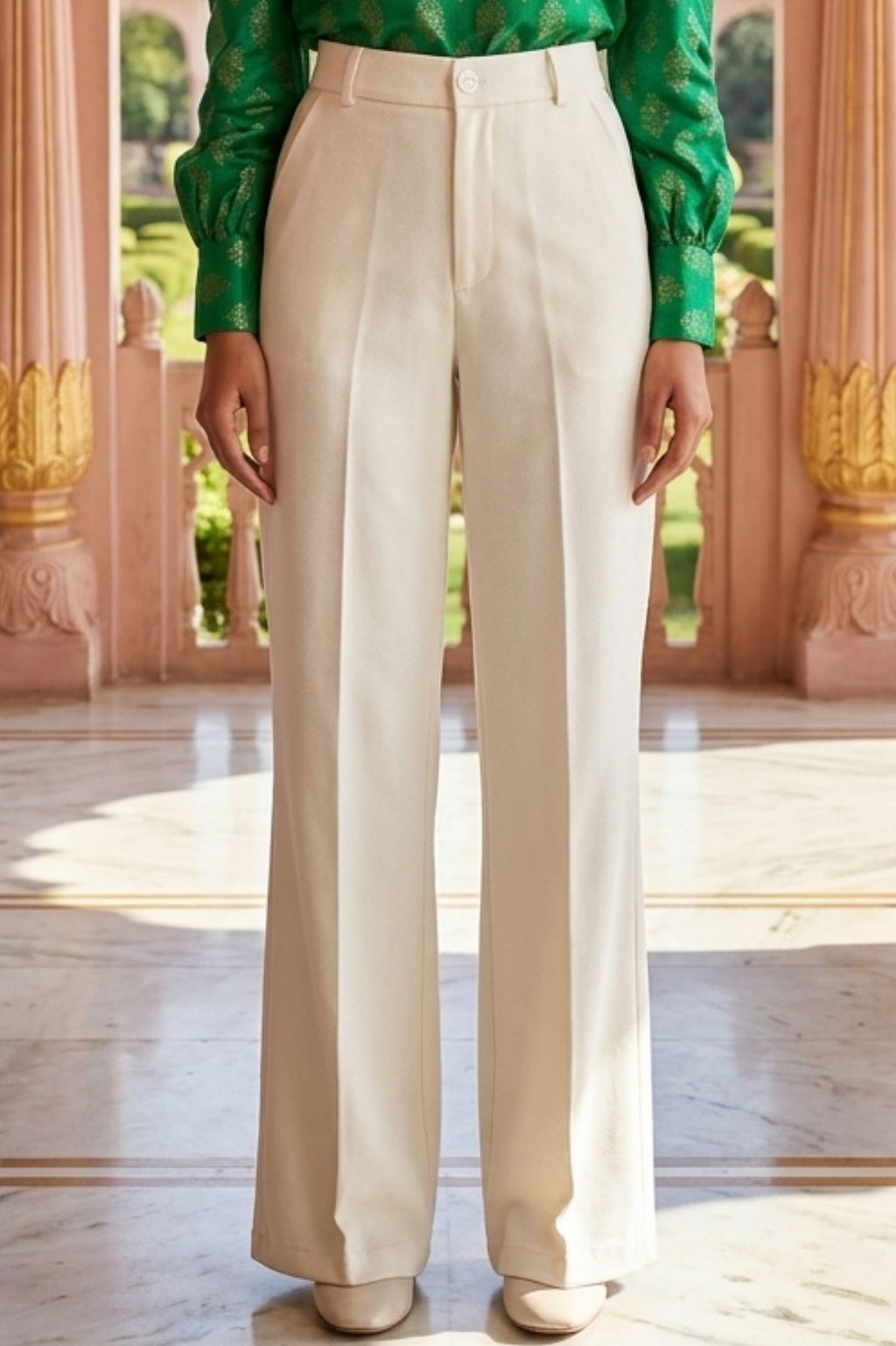 White Formal Korean Pants