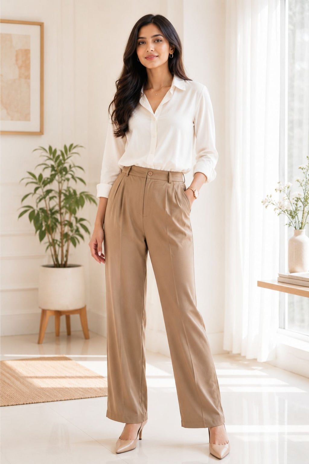 Women's Khaki Korean Pants
