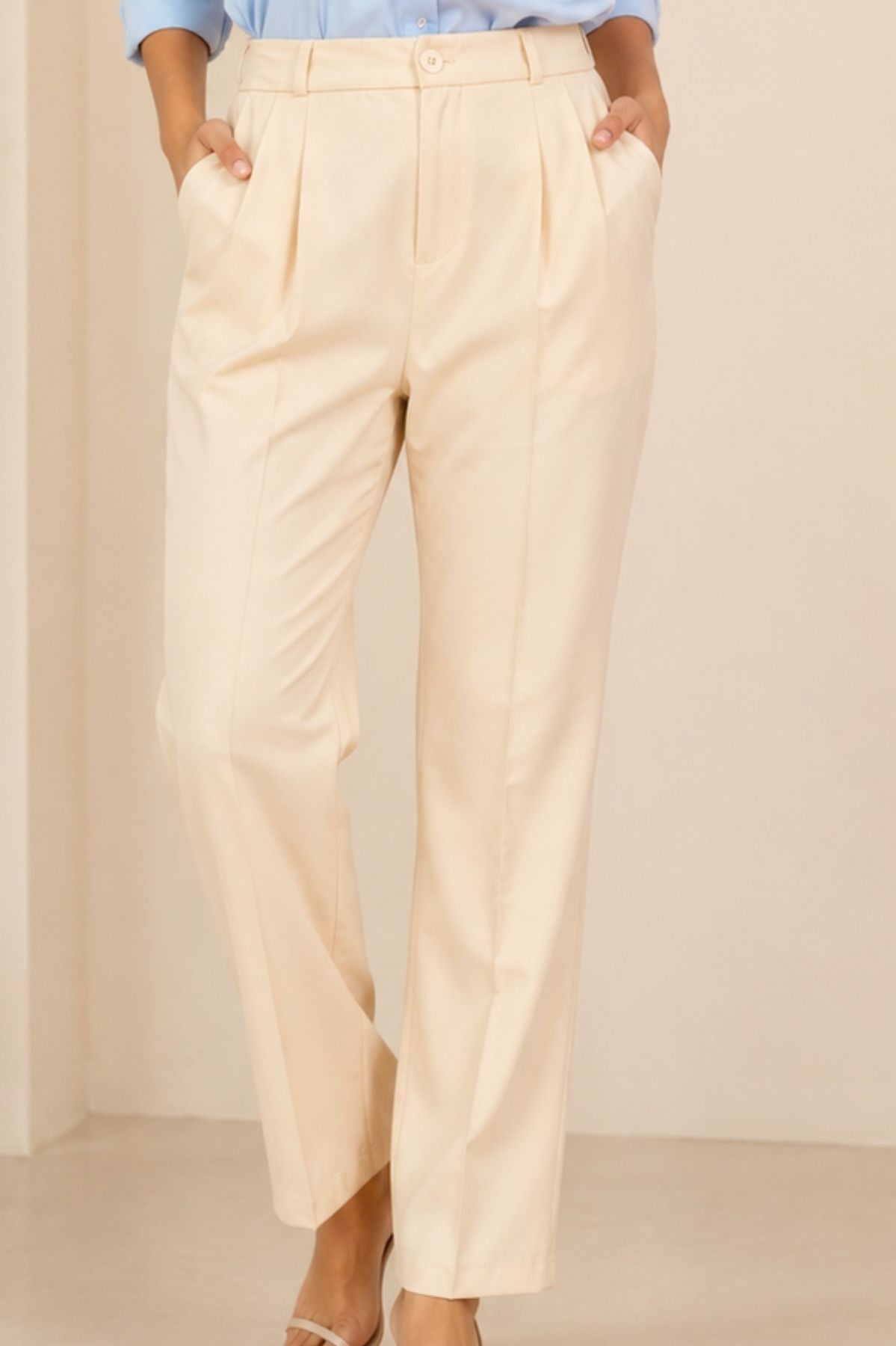 Women's Cream Korean Pants