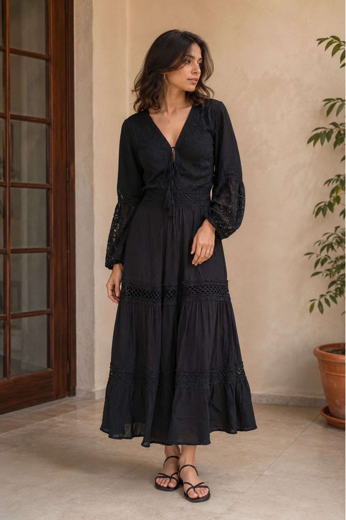 Women's Dress With Embroidered