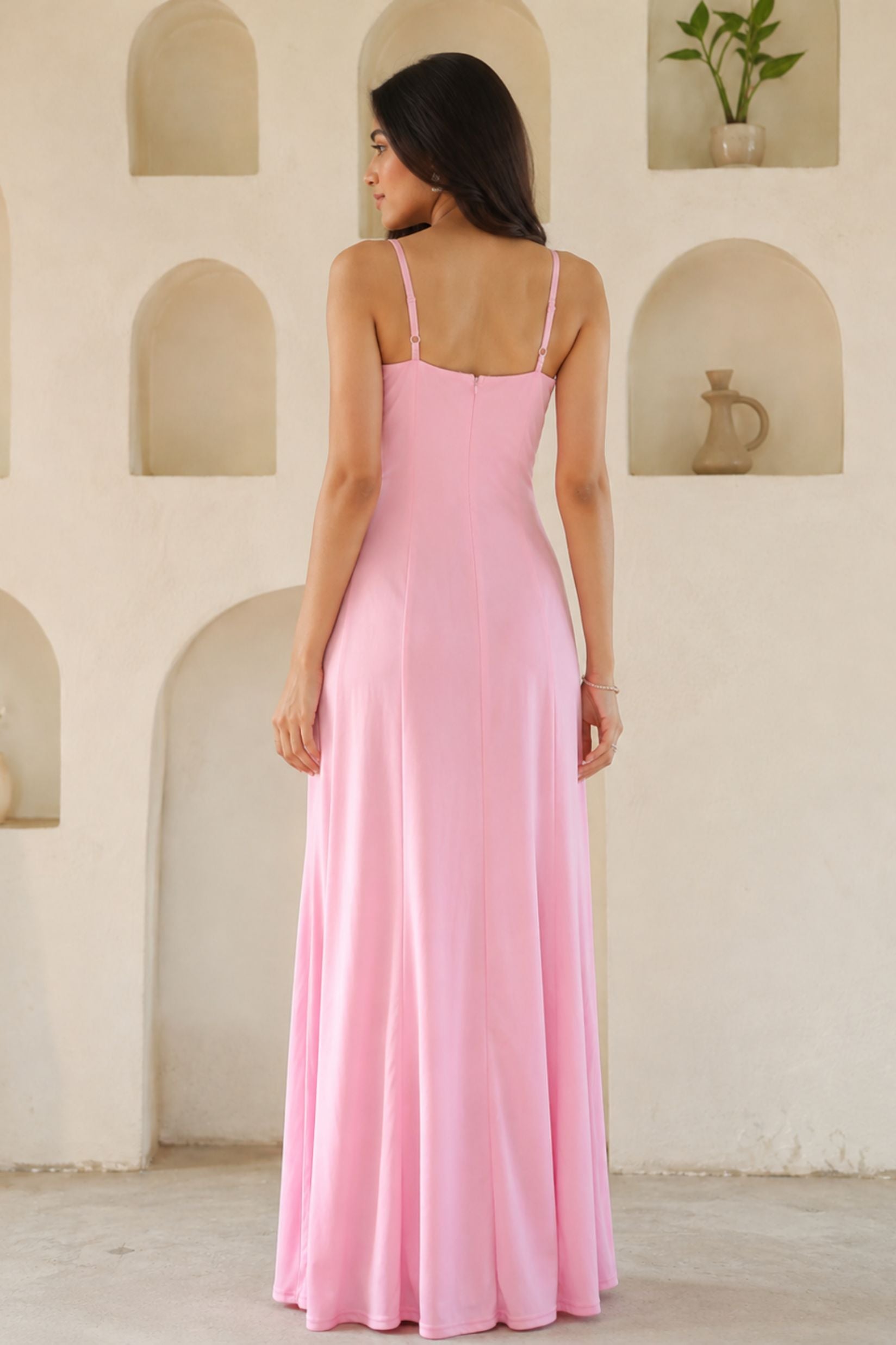 Pink Bodycon Spaghetti Strap Party Dress