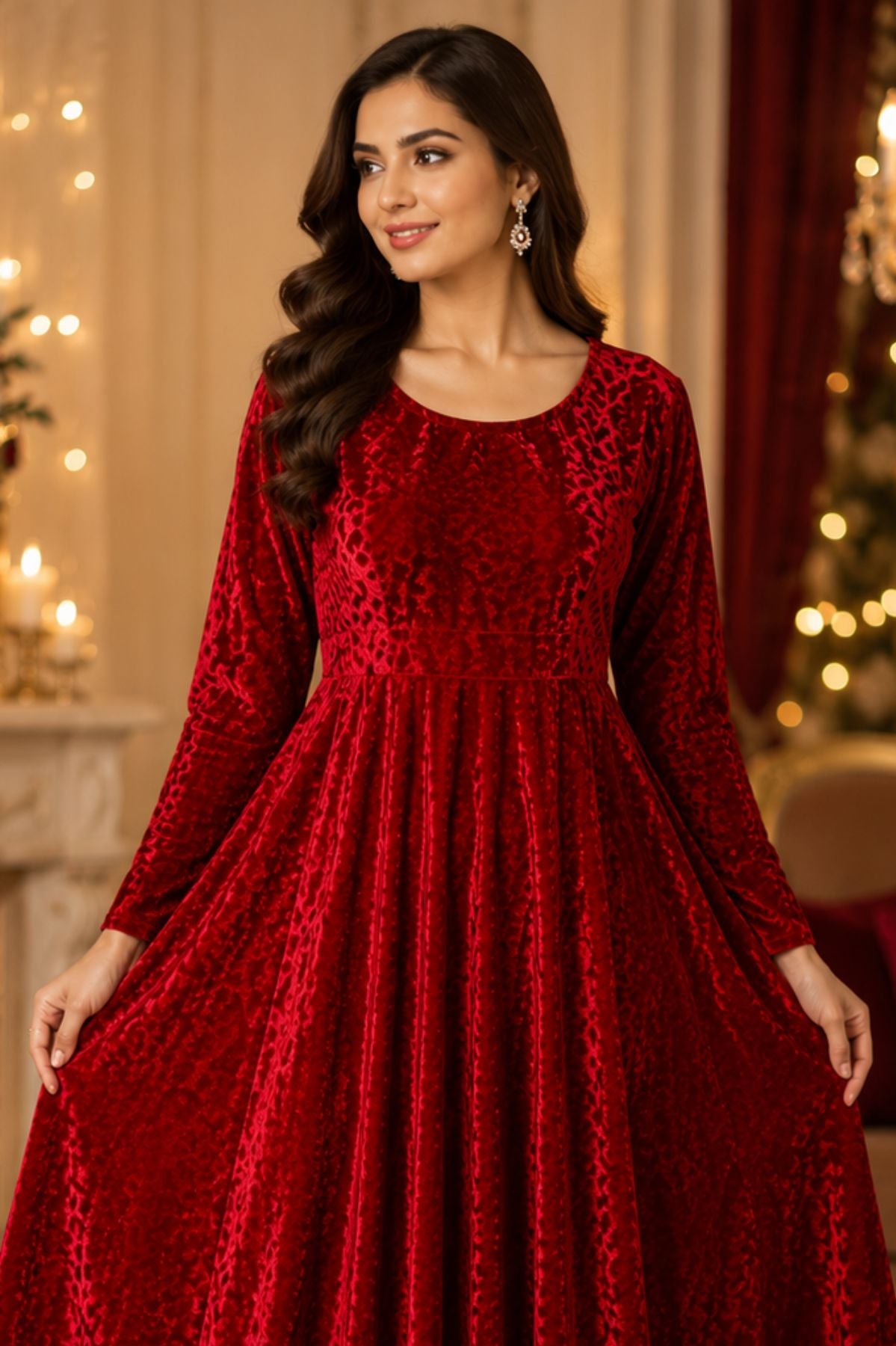 Red Velvet Dress – Long Party Dress