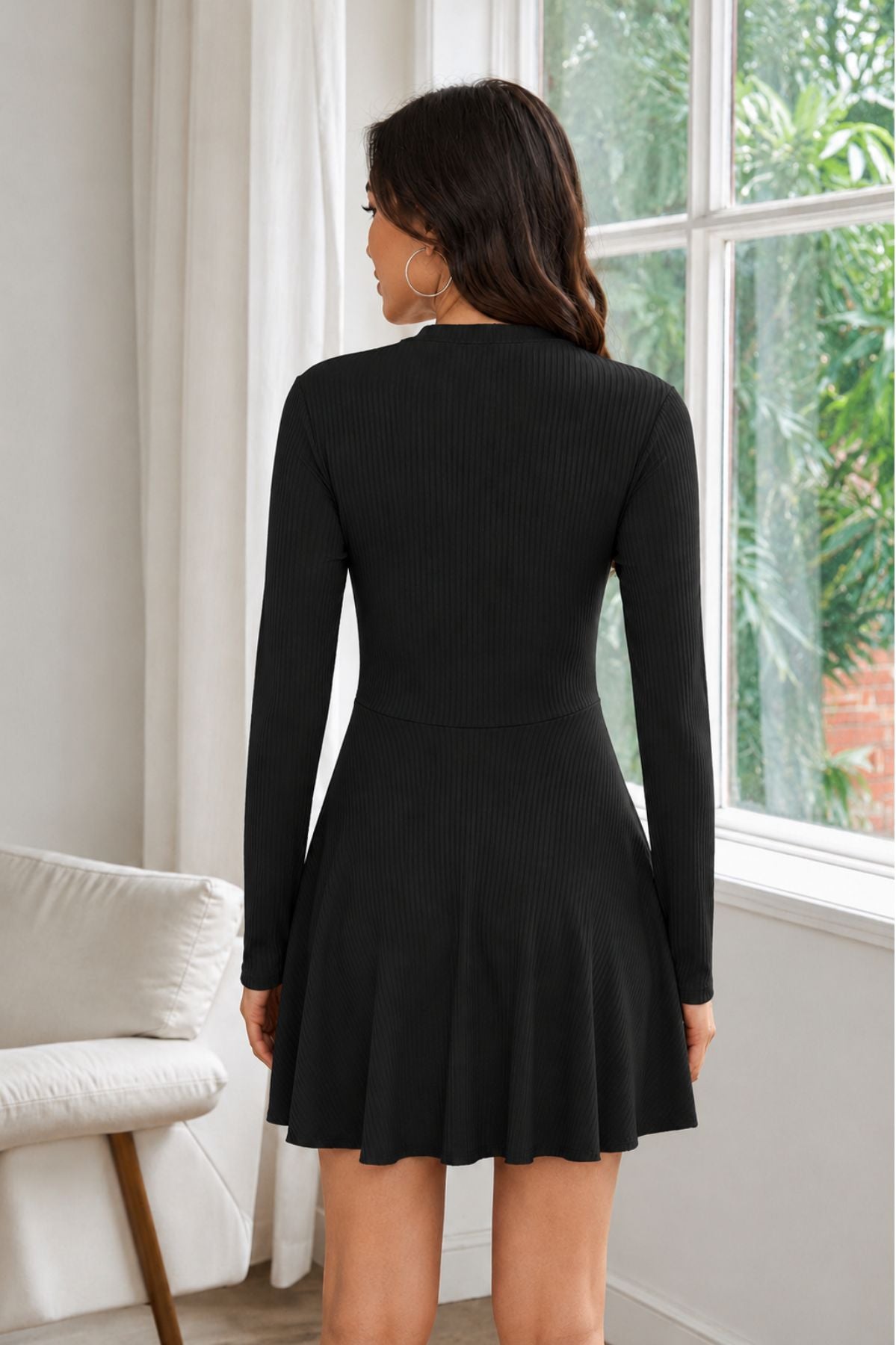 Black Elegant Flowing Mini Dress for Women