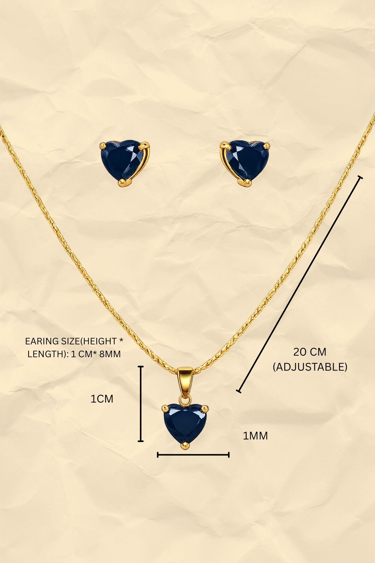 Heart Pendant Necklace and Earrings Set