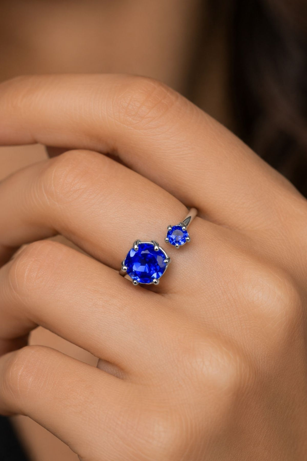 Open Cuff Ring with Cubic Stone