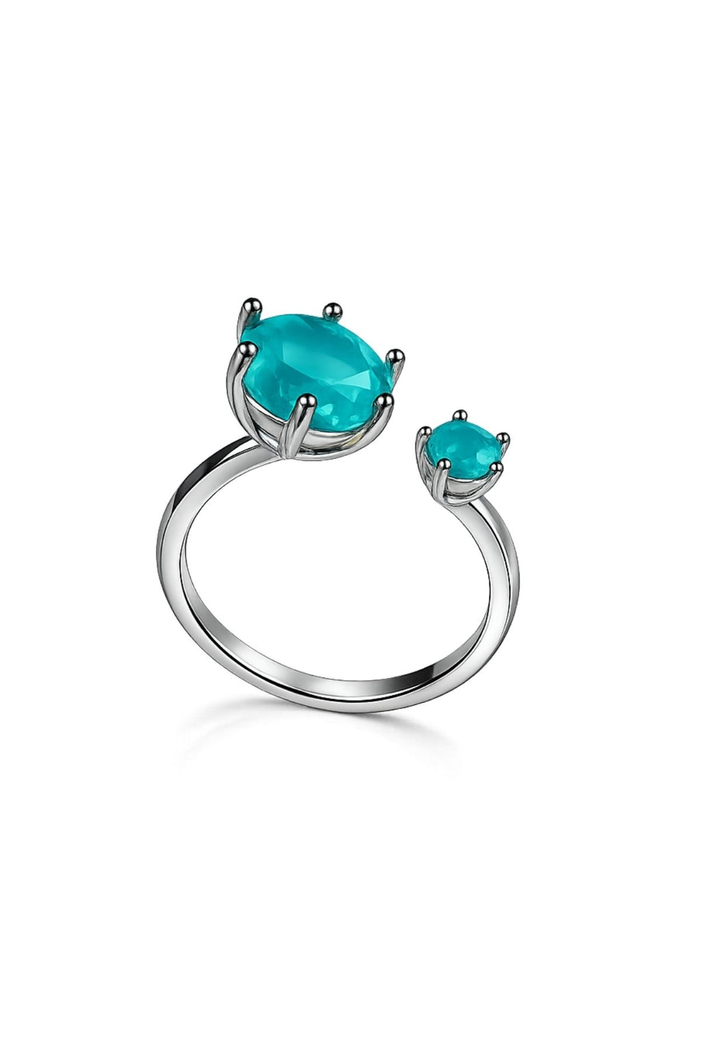 Open Cuff Ring with Cubic Stone in Sea-Foam Green