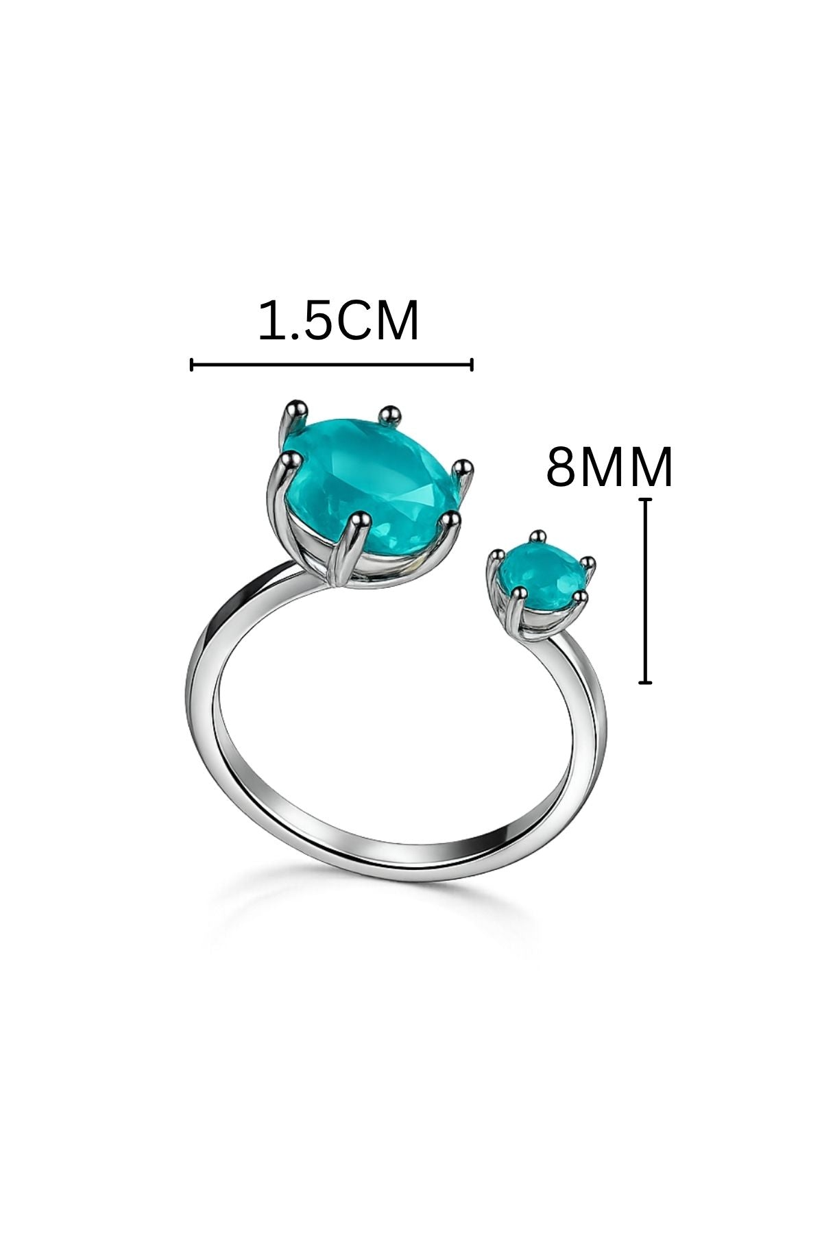 Open Cuff Ring with Cubic Stone in Sea-Foam Green
