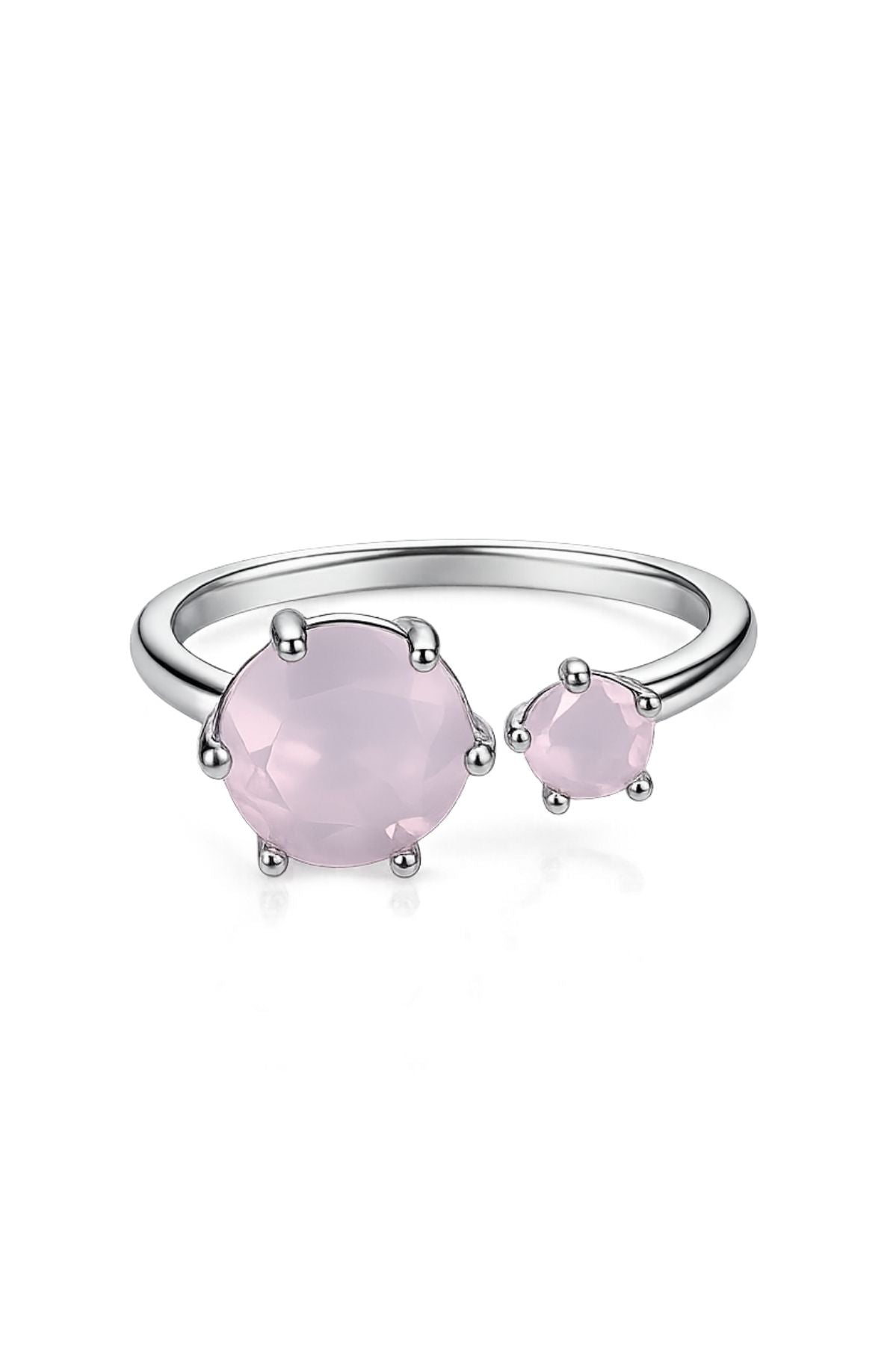 Open Cuff Ring with Cubic Stone in Baby Pink