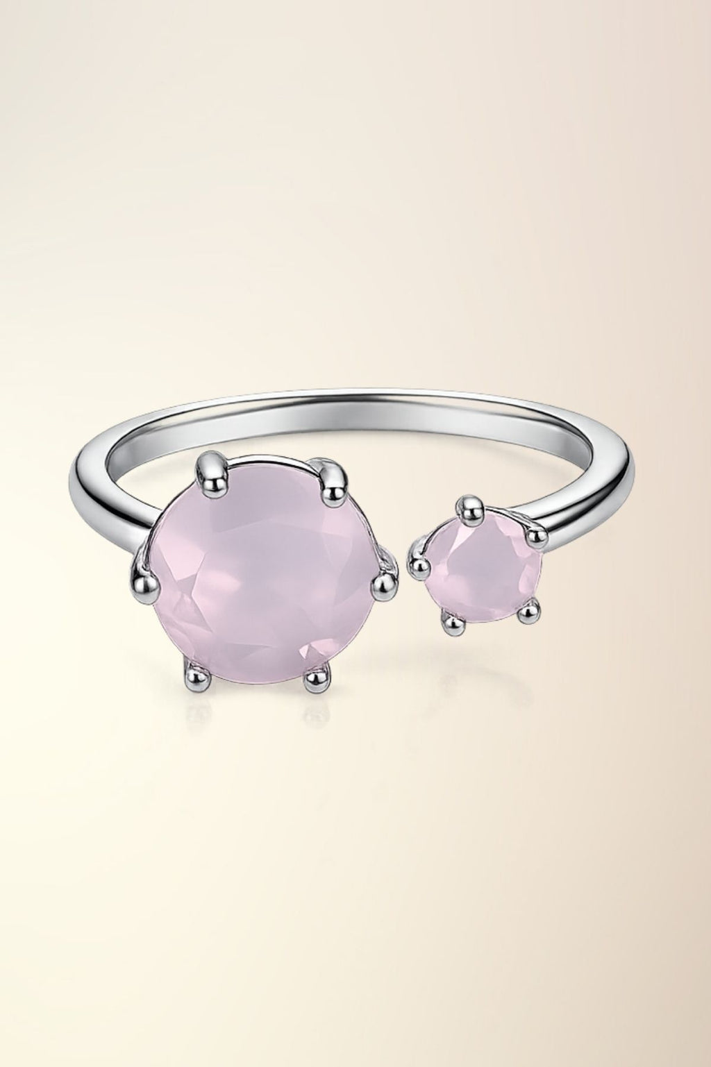 Open Cuff Ring with Cubic Stone in Baby Pink