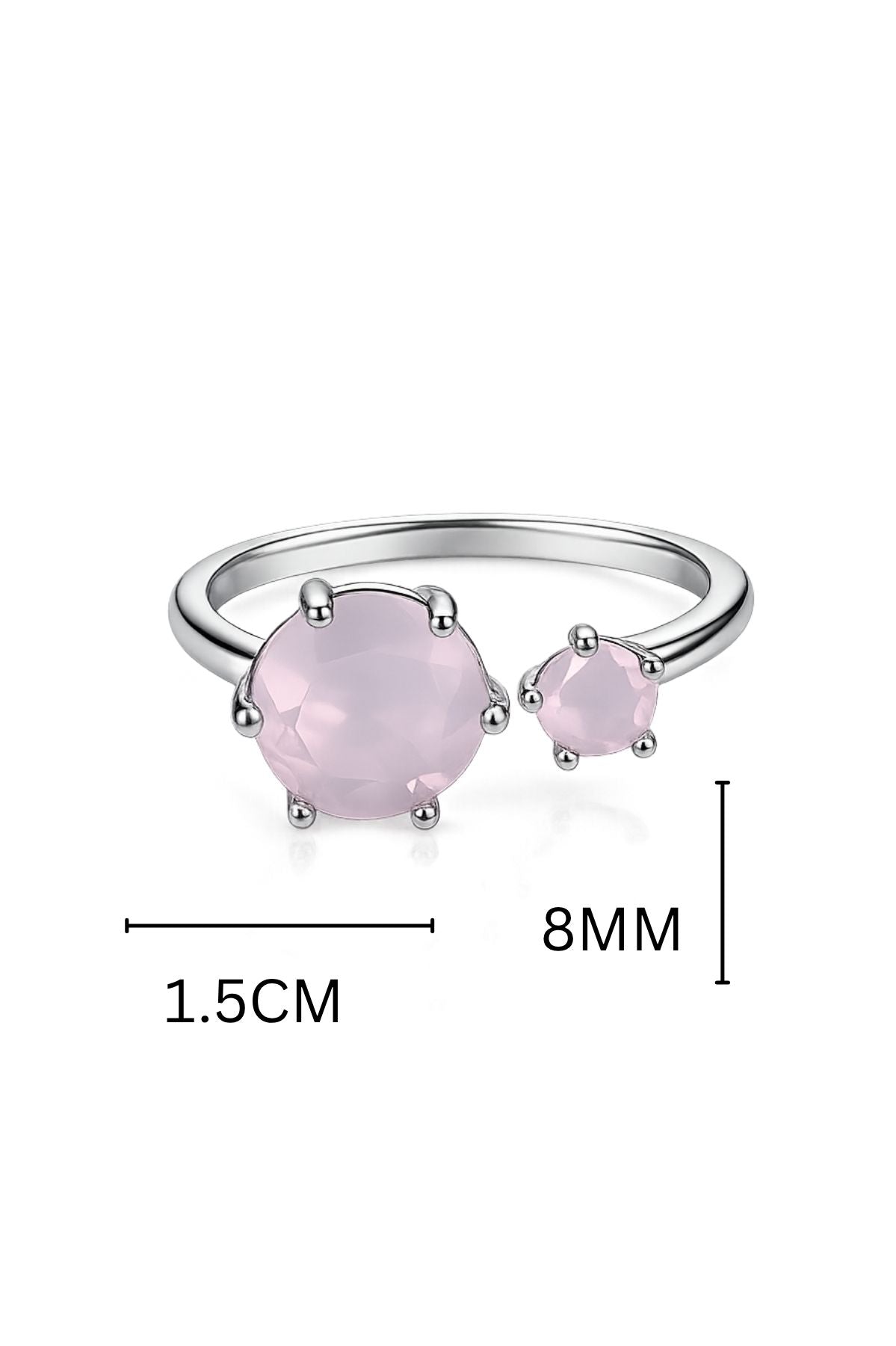 Open Cuff Ring with Cubic Stone in Baby Pink