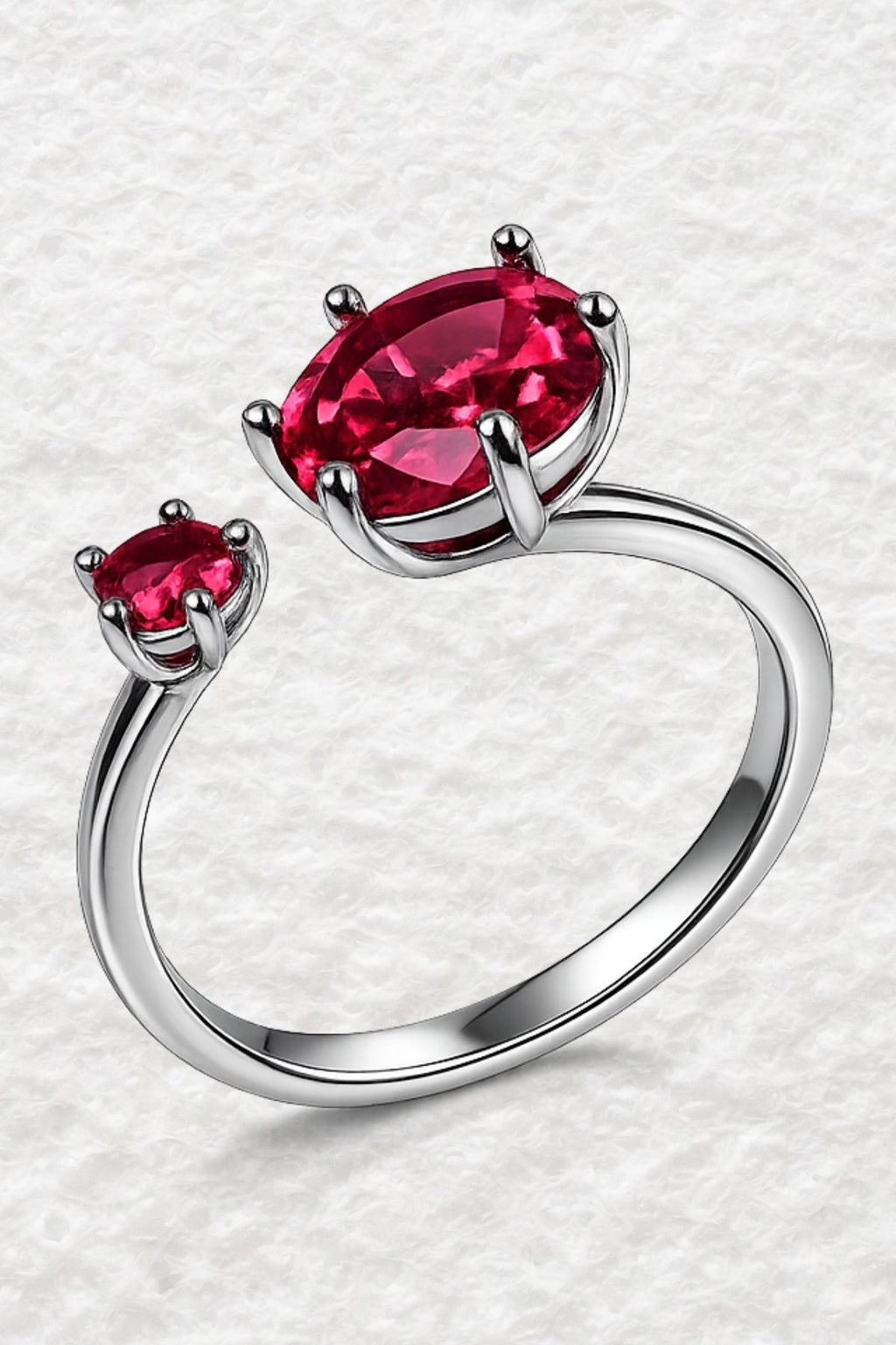 Open Cuff Ring with Cubic Stone in Dark Pink