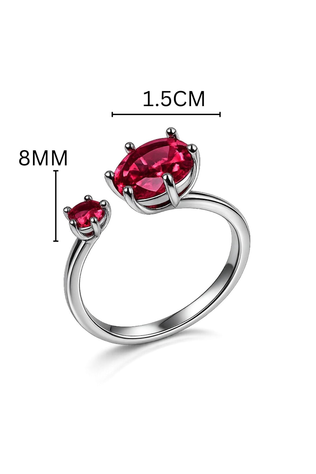 Open Cuff Ring with Cubic Stone in Dark Pink