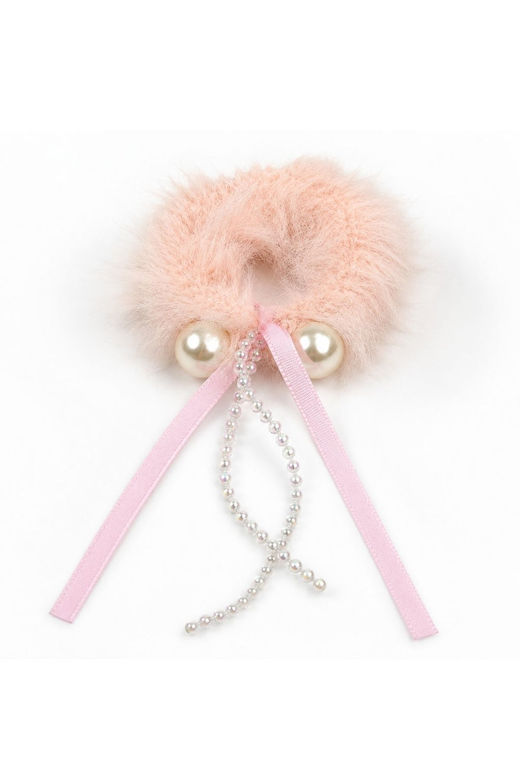 Peach Plush Pom Hair Tie