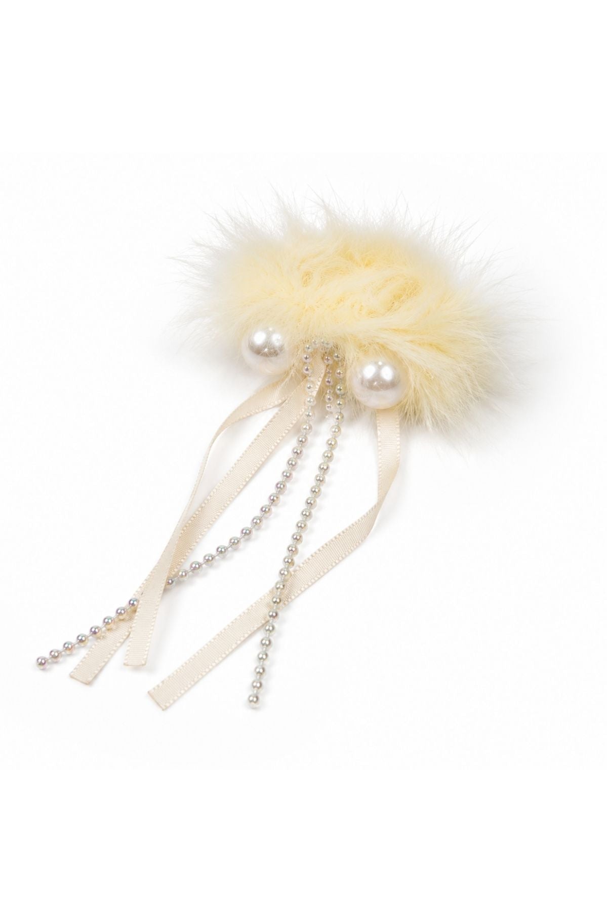 Yellow Plush Pom Hair Tie