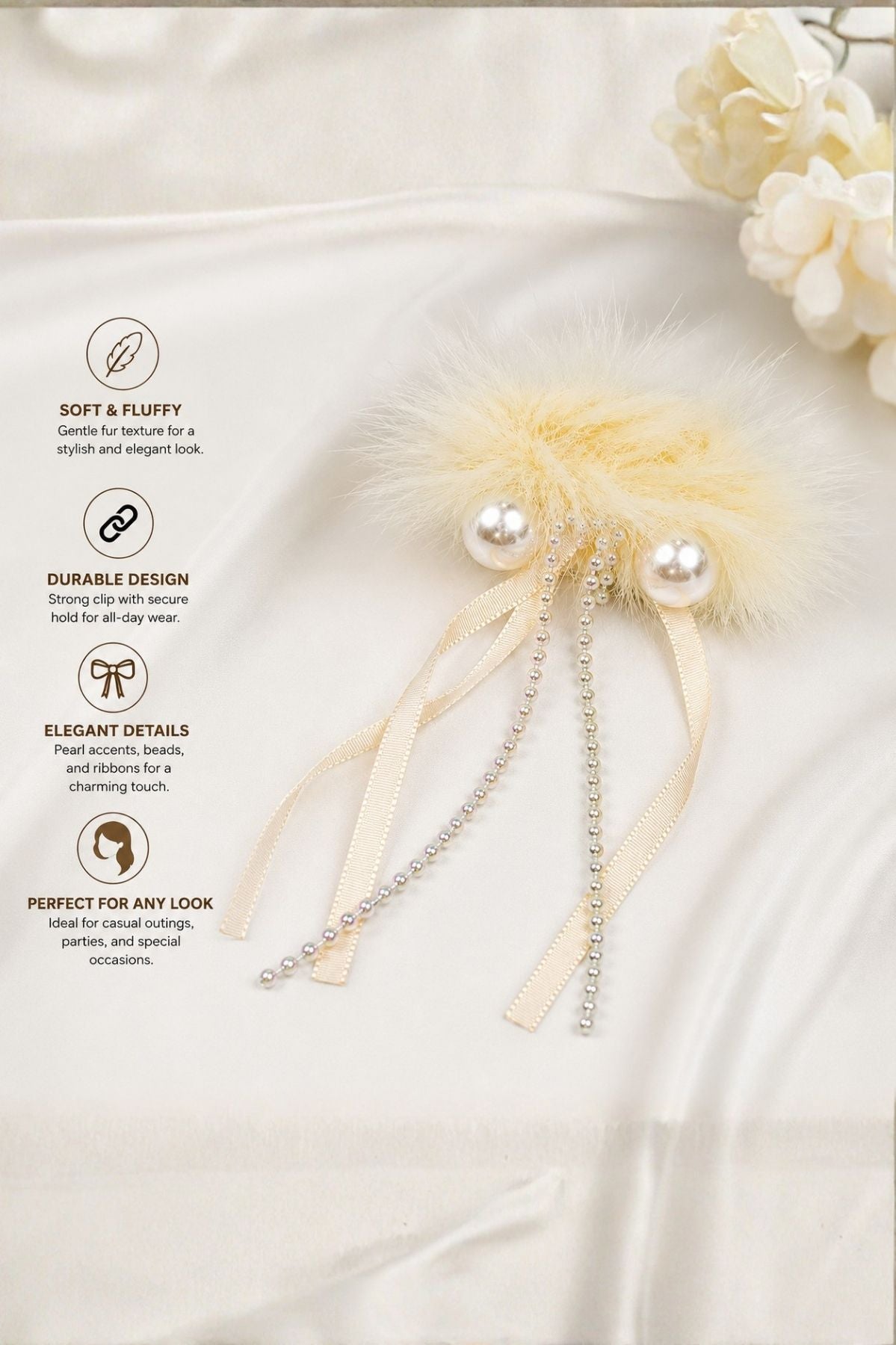 Yellow Plush Pom Hair Tie